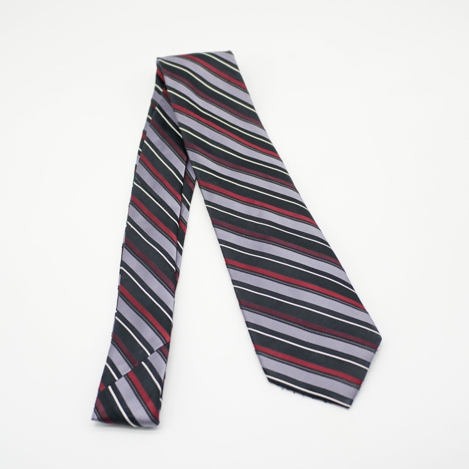 Arrow Arrow Black Red Purple Striped Woven Silk Tie Size ONE SIZE - 6 Thumbnail