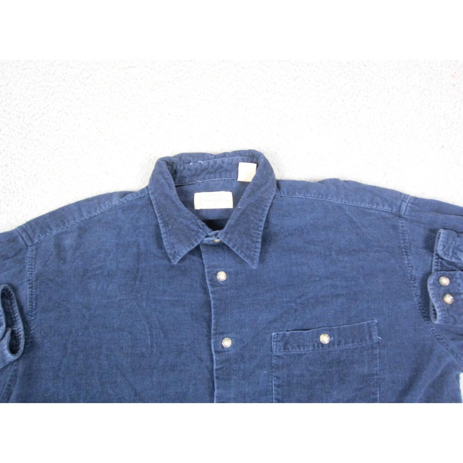 Vintage VINTAGE St Johns Bay Corduroy Shirt Mens L Blue Cotton Button Up Classic 90s Size US L / EU 52-54 / 3 - 2 Thumbnail