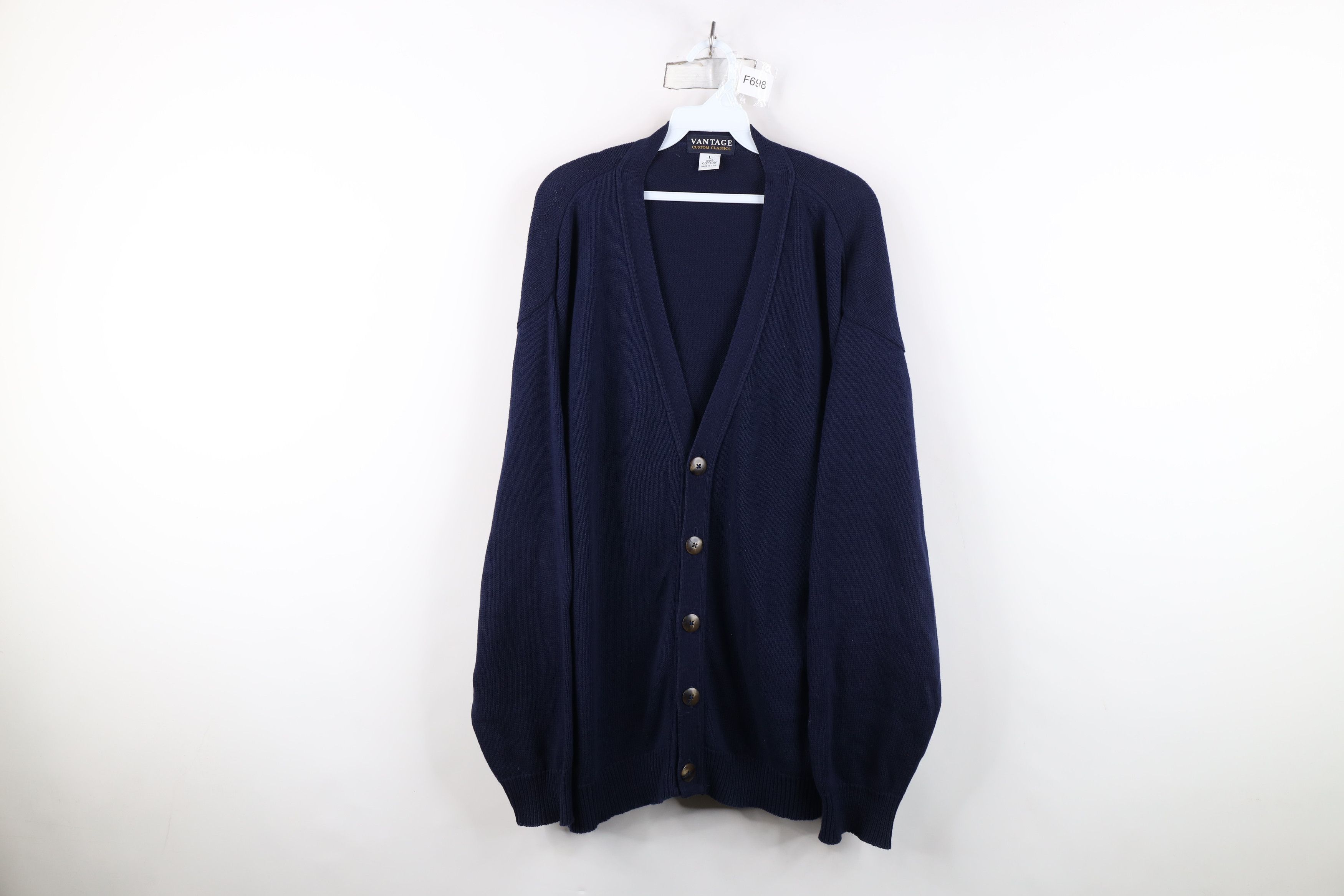 Vintage Vintage 90s Streetwear Fit Cotton Knit Cardigan Sweater USA Size US L / EU 52-54 / 3 - 1 Thumbnail