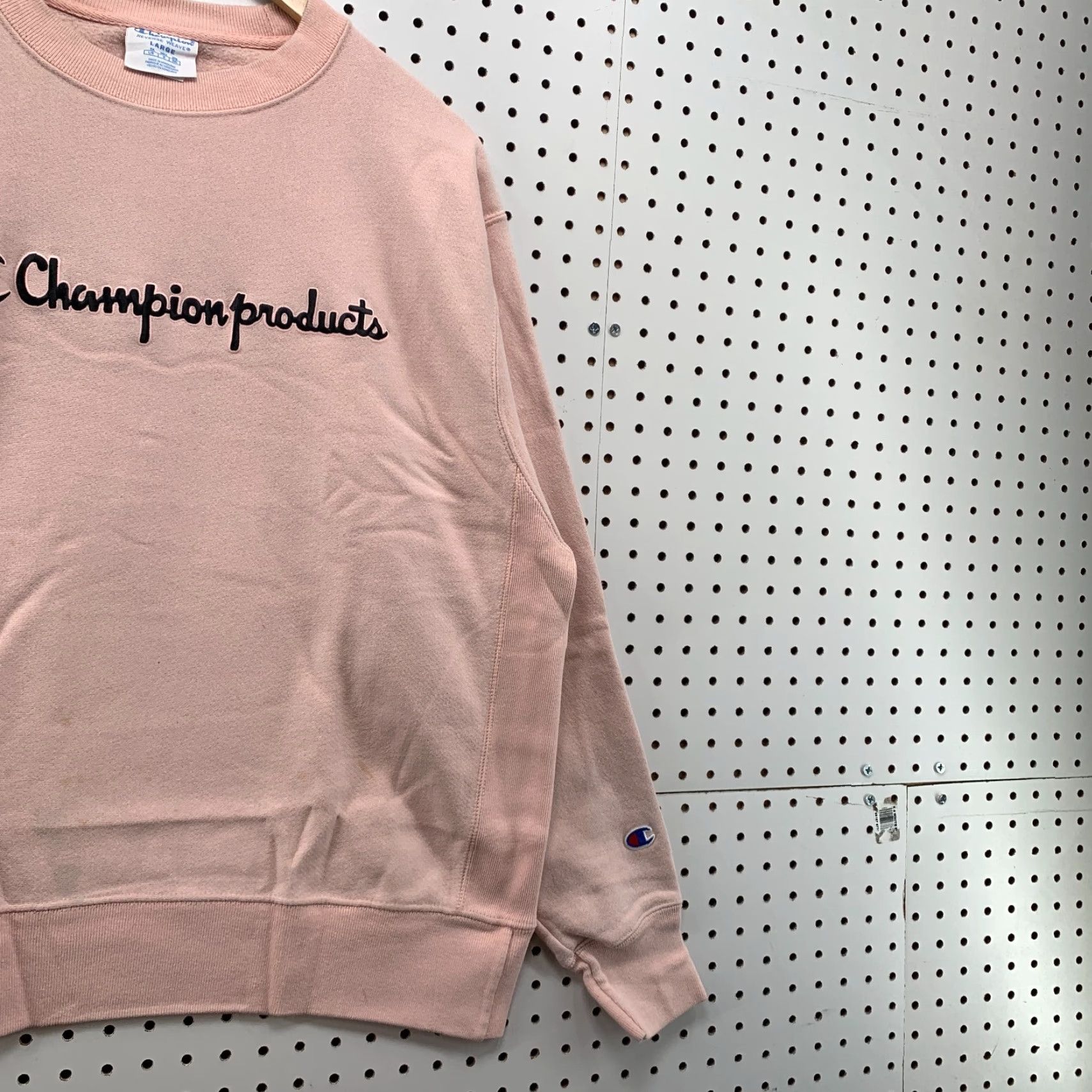 Champion Champion Sweatshirt Large Pink Reverse Weave Crewneck Spell Out Womens Size L / US 10 / IT 46 - 4 Thumbnail