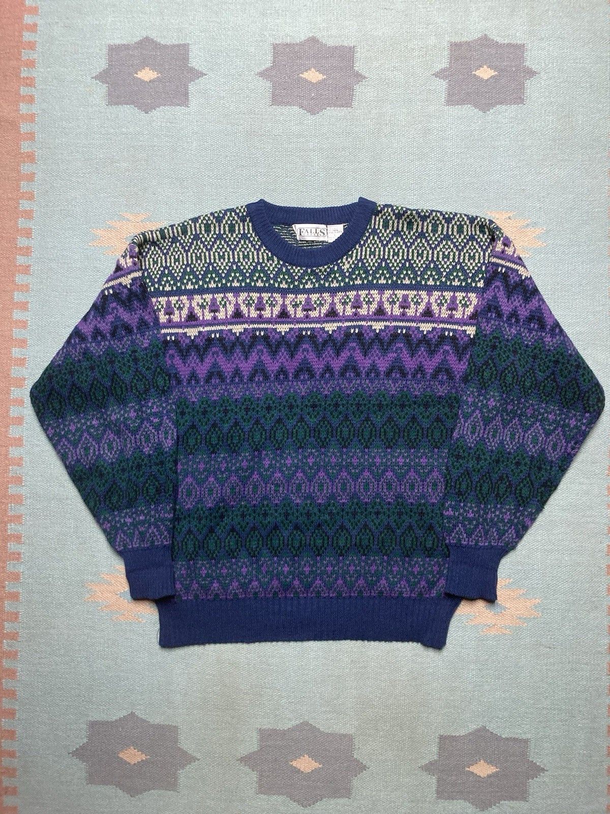 Vintage Acrylic knit sweater falls creek Icelandic Nordic adul large Size US L / EU 52-54 / 3 - 1 Thumbnail