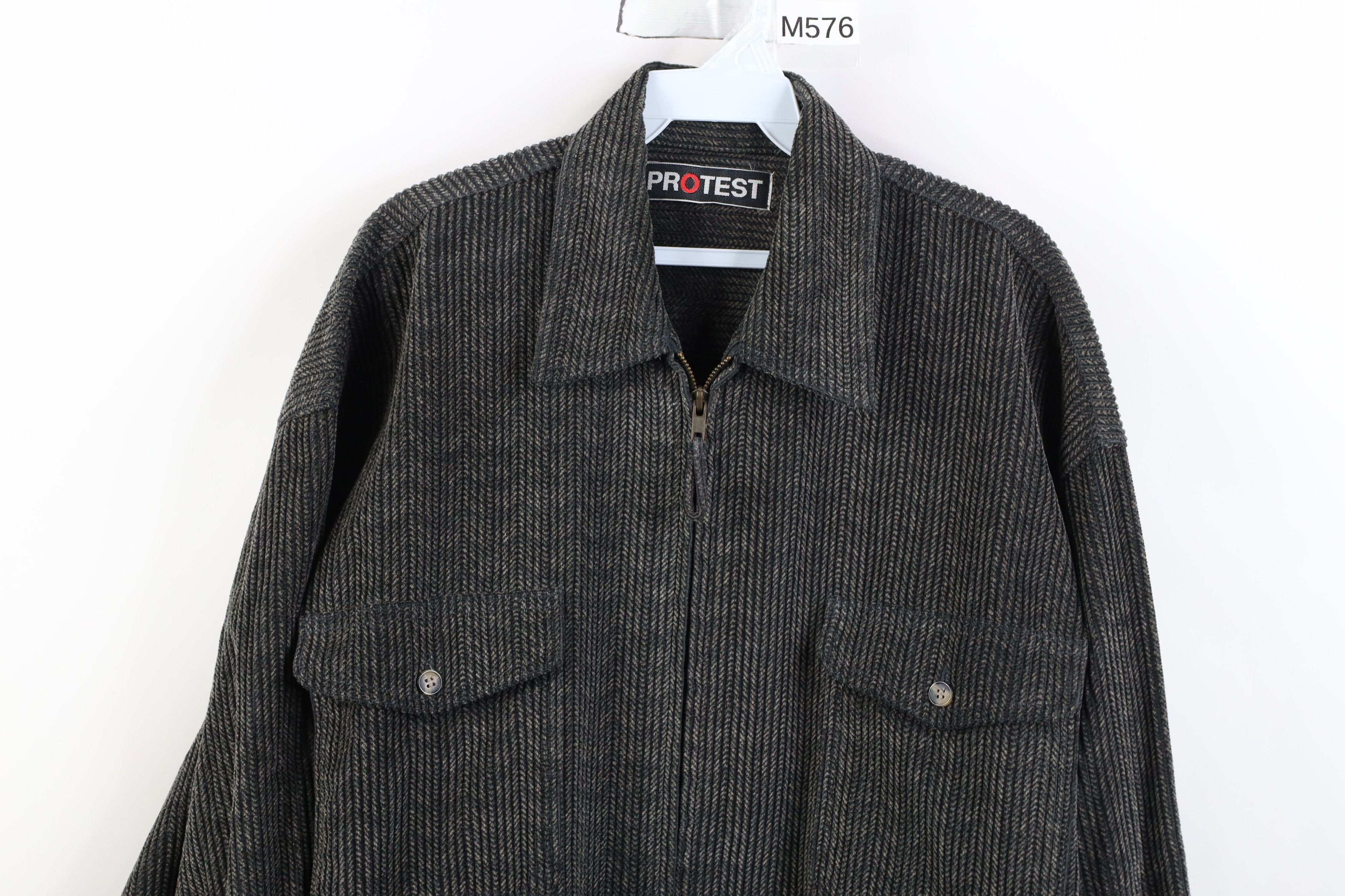 Vintage Vintage 90s Streetwear Full Zip Shirt Jacket Jac Shirt Gray Size US XL / EU 56 / 4 - 2 Thumbnail