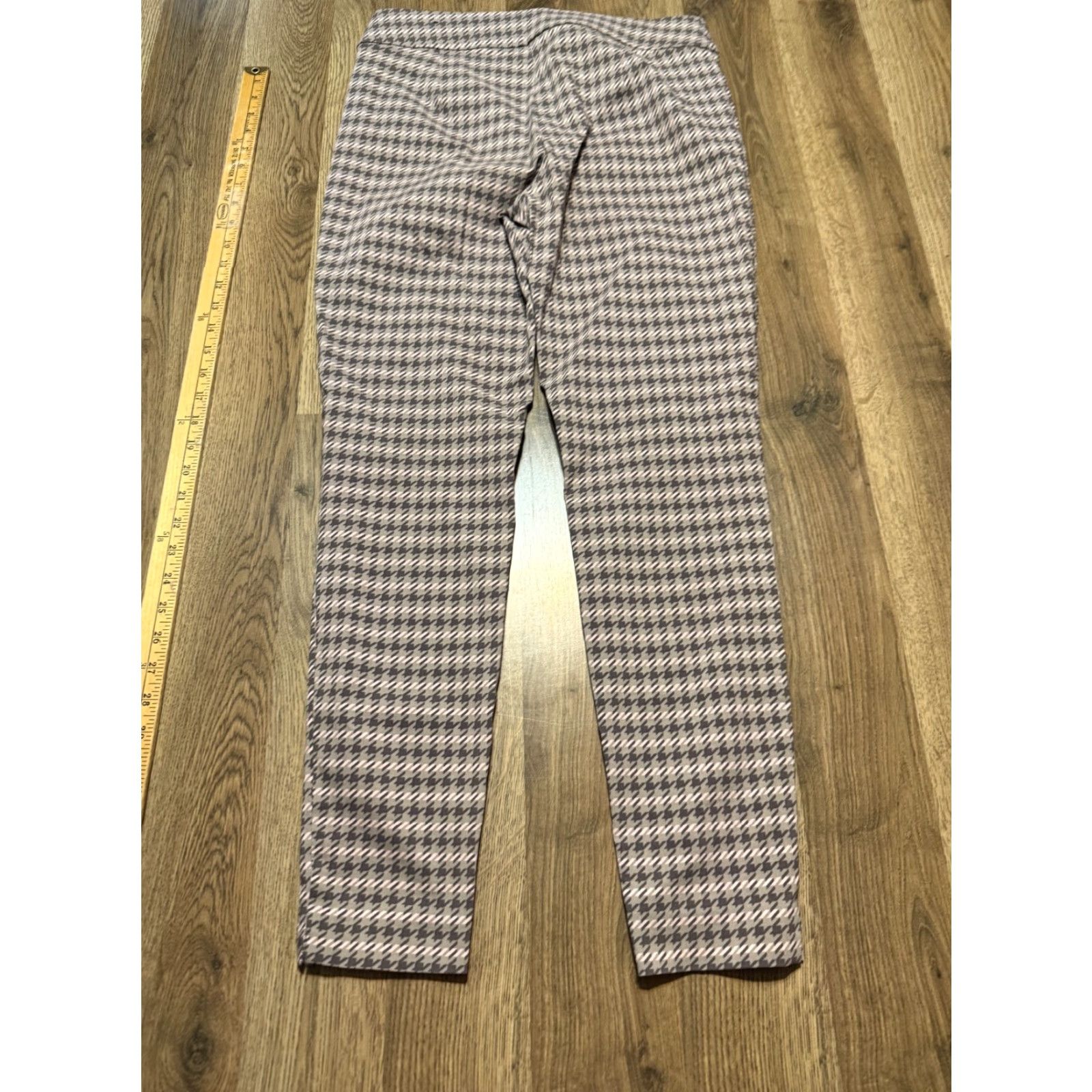 Vintage Maurices Pants Women’s Medium Pink Brown Striped Straight Pull On Casual Jeans Trousers Ankle Inseam 26.5” Regular Fit Womens Size 32" / US 10 / IT 46 - 2 Thumbnail