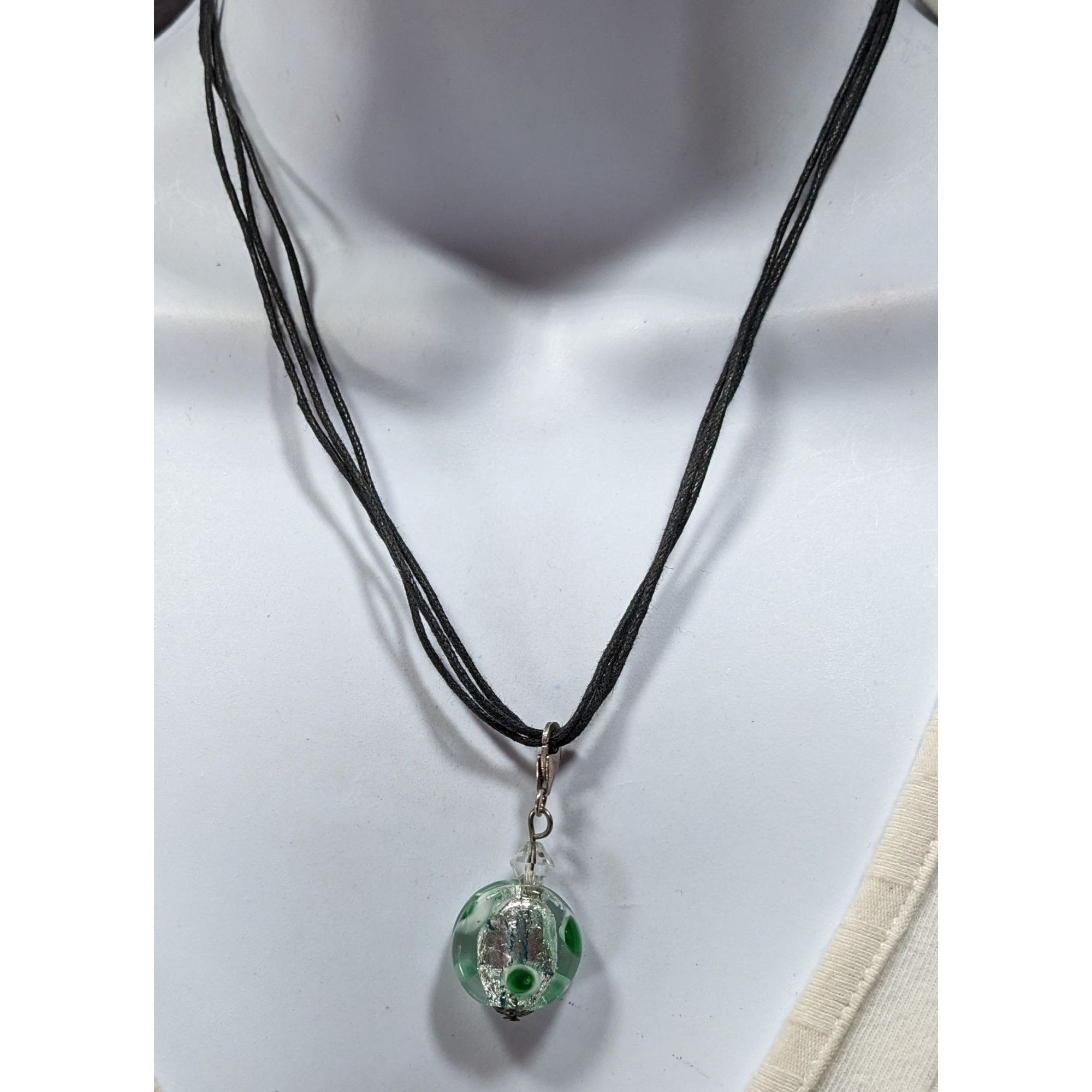Other Candycore Glass Pendant Necklace Clear Green Polka Dots And Size ONE SIZE - 4 Thumbnail