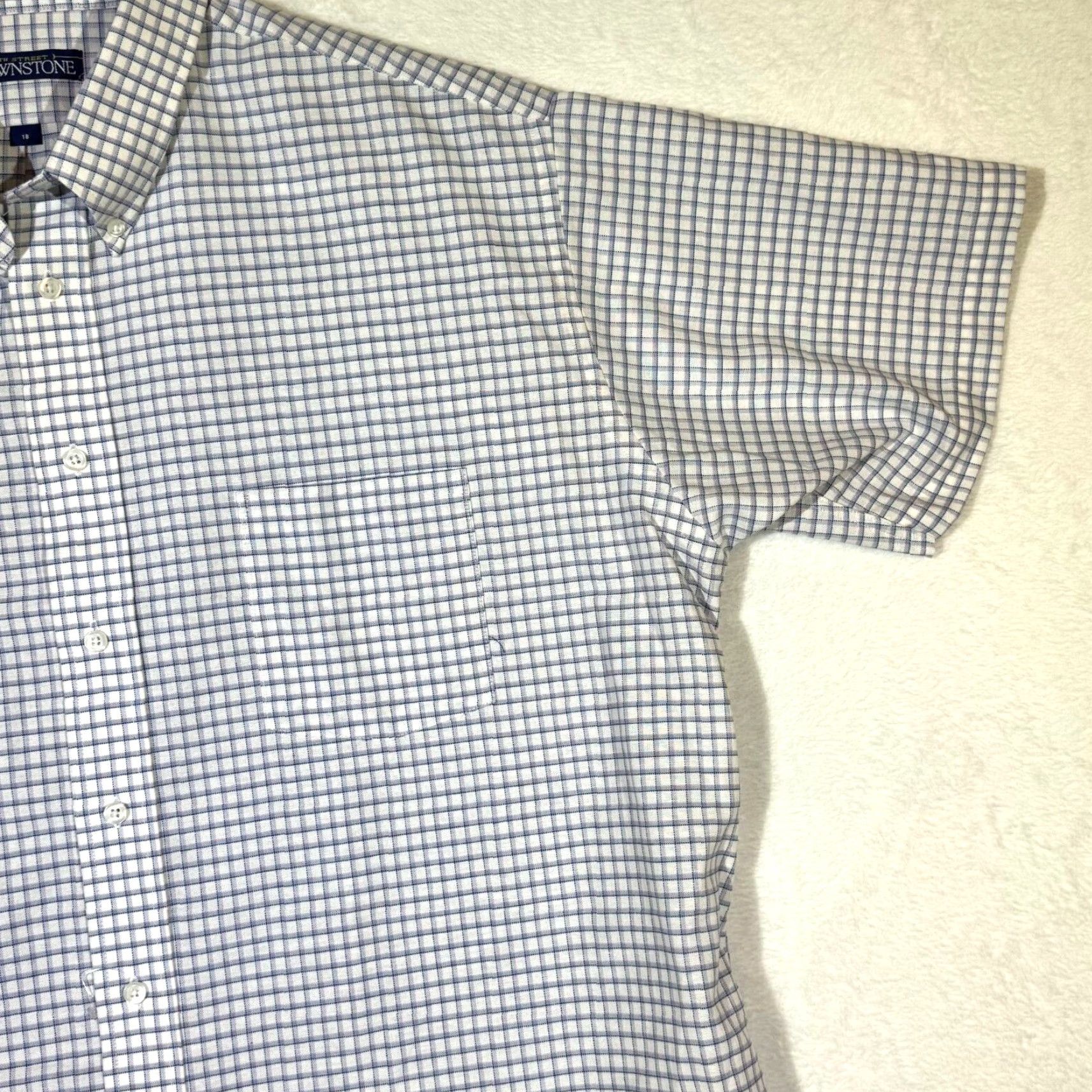 Vintage 59th Street Brownstone Shirt Blue Check Short Sleeve Button-Down M856 Mens Regular XS? No Size US XXL / EU 58 / 5 - 4 Thumbnail