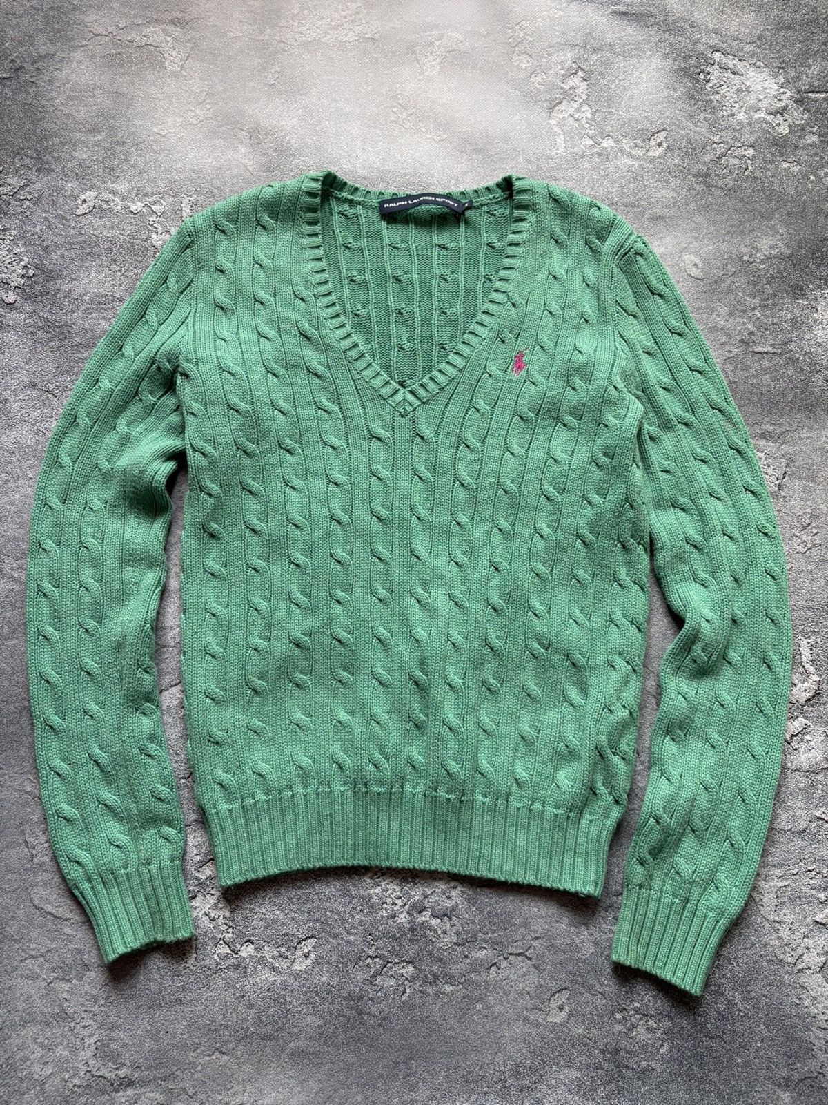 Polo Ralph Lauren Vintage Polo Ralph Lauren V-Neck Cable Knit Sweater Size M Size M / US 6-8 / IT 42-44 - 2 Thumbnail