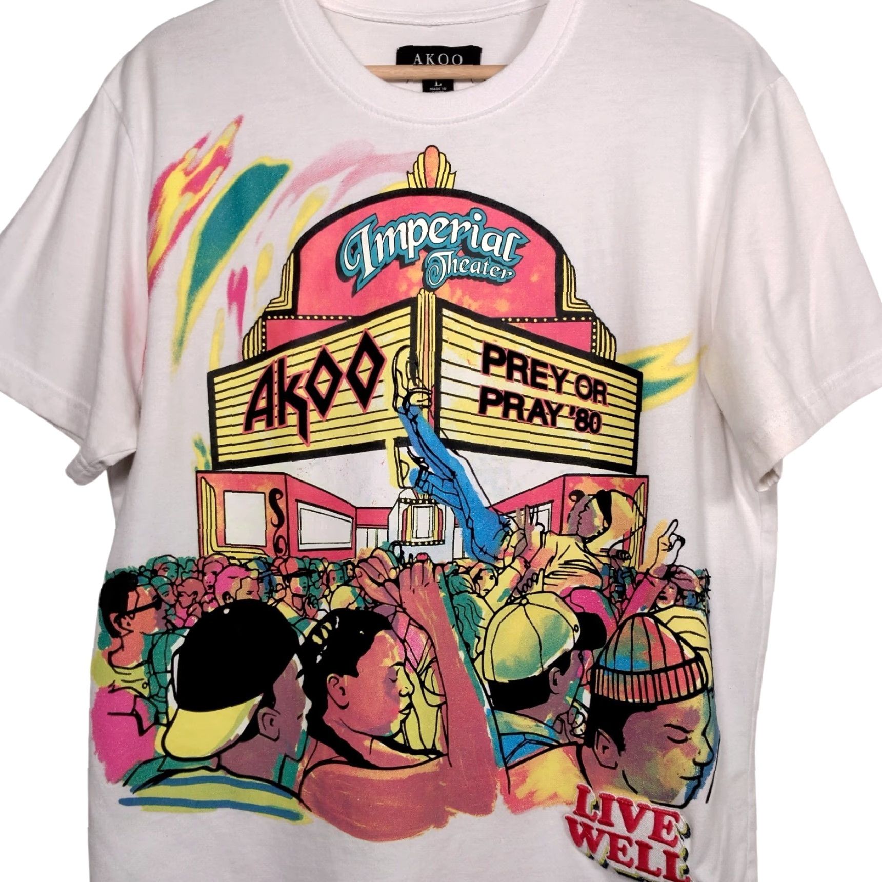 Imperial AKOO Shirt M White Crew Neck Short Sleeve Cotton Blend Graphic T' Hip Hop Imperial Theater Live Well Streetwear 80 Read Size US M / EU 48-50 / 2 - 2 Thumbnail