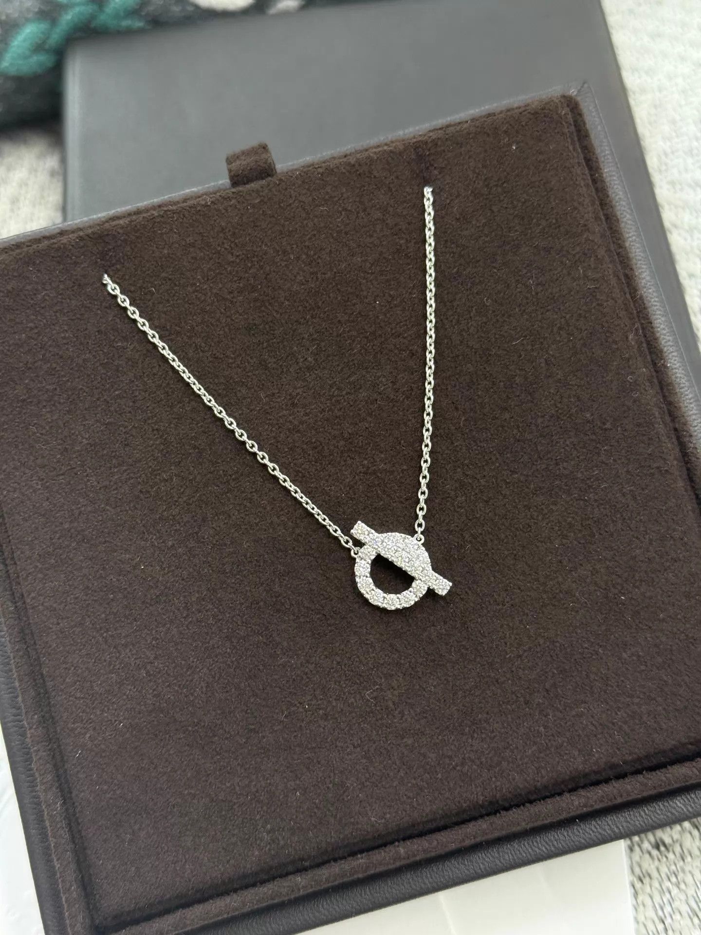 Hermes Hermes 18k White Gold Diamond Finesse Q Necklace 24 Size ONE SIZE - 2 Thumbnail