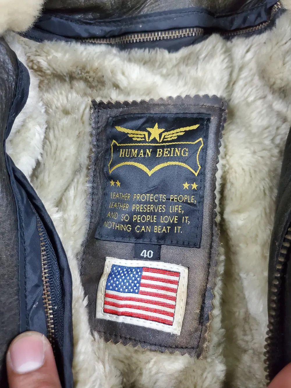 Genuine Leather 🔥Vintage Leather Jacket Human Being B3 Style🔥 Size US L / EU 52-54 / 3 - 12 Thumbnail