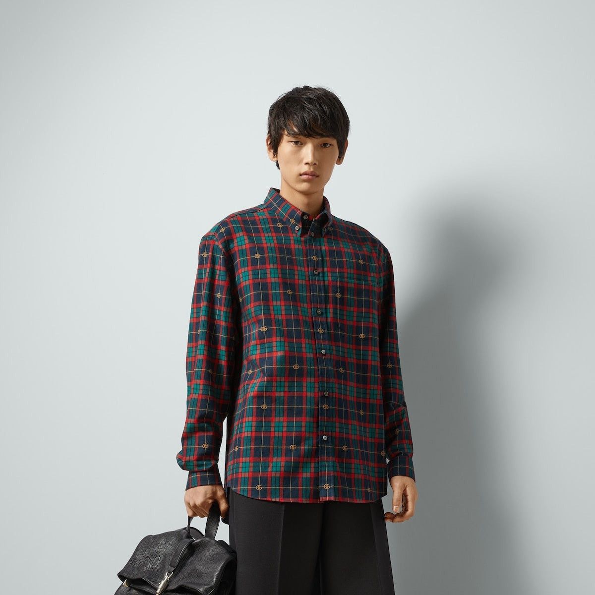 Gucci o1loc1c1225 770439 Double G Tartan Cotton Shirt Multicolor Size US L / EU 52-54 / 3 - 3 Thumbnail