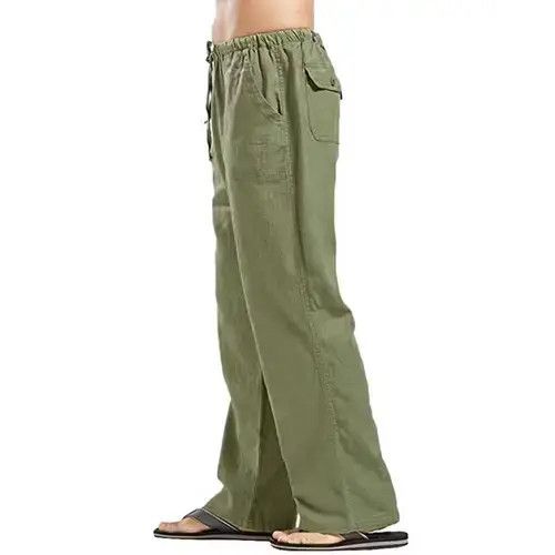 Other Men Solid Color Linen Multi-pocket Straight Casual Pants Size US 31 - 4 Thumbnail