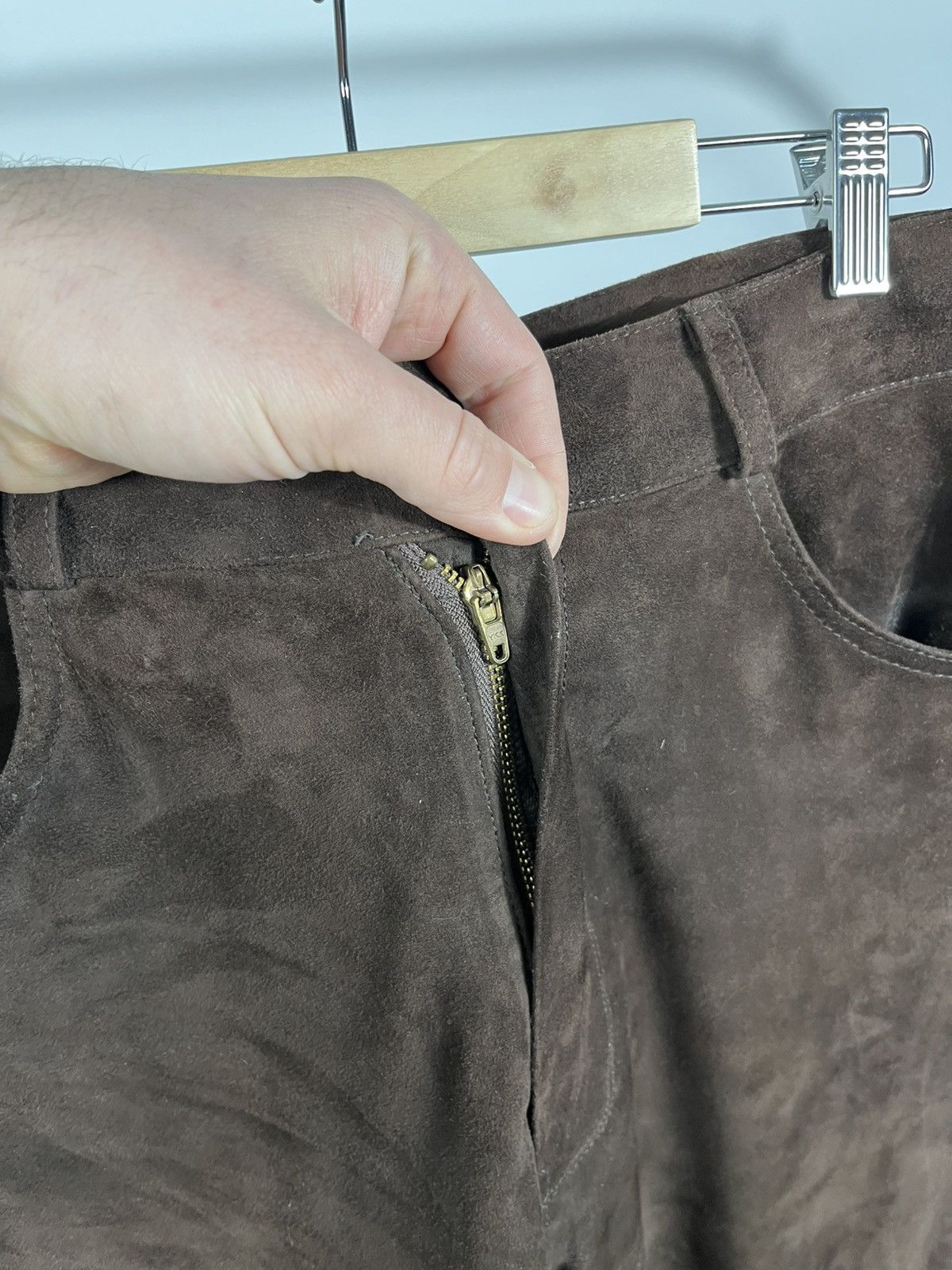 Leather Vintage Suede Leather Pants Brown Classic Fit Straight Leg Size US 32 / EU 48 - 5 Thumbnail