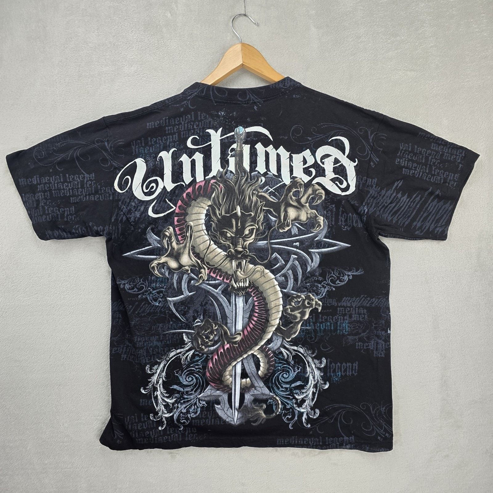 Other Vtg Untamed Dragon Cross Shirt XL Y2K Cyber Mall Goth AOP Size US XL / EU 56 / 4 - 5 Thumbnail