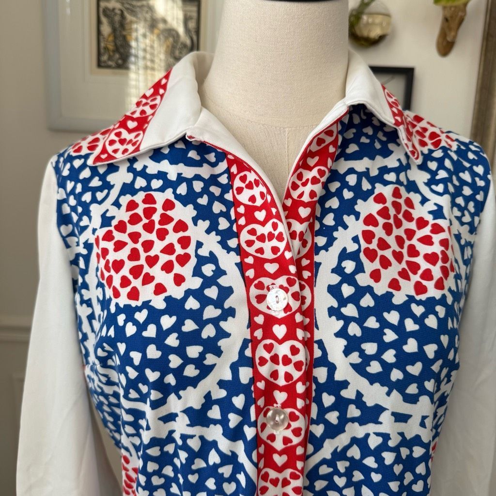 Vintage Vintage 70s Does 20s Miss Serbin Drop Waist Heart Novelty Pr Size L / US 10 / IT 46 - 2 Thumbnail