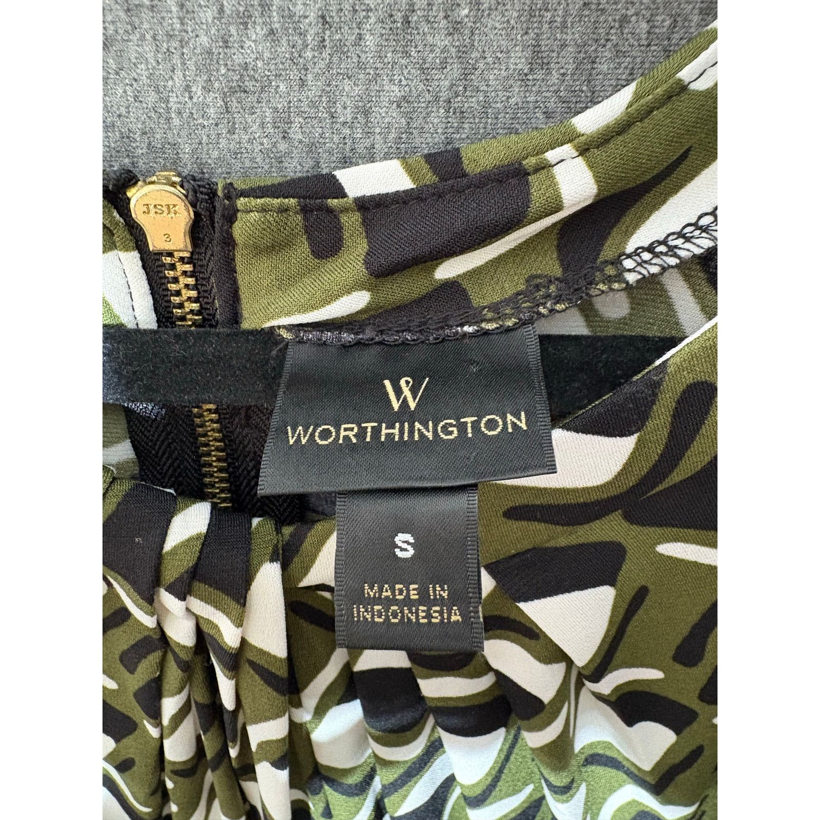 Worthington Worthington | Green Black Abstract Print Blouse | Small Size S / US 4 / IT 40 - 3 Thumbnail