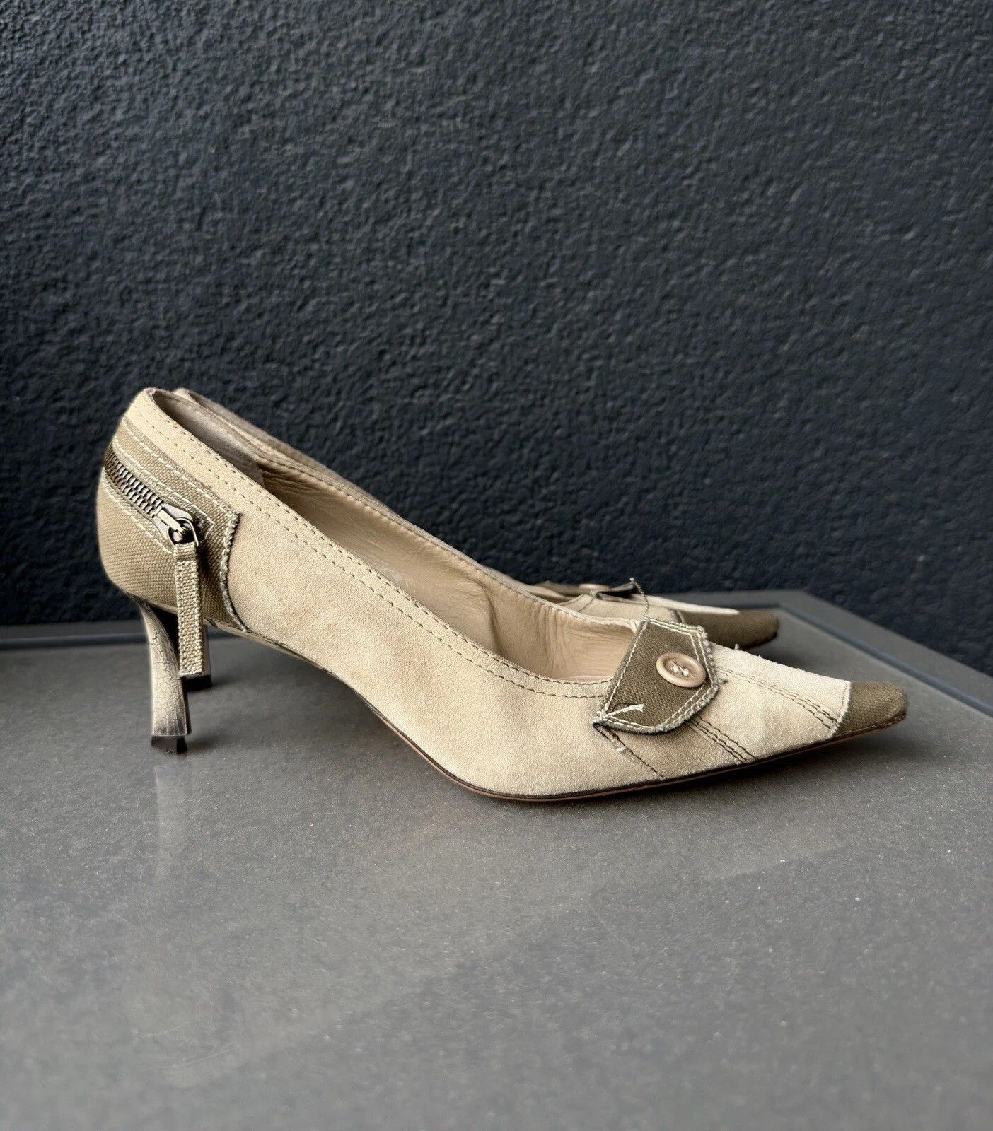 Karen Millen Vintage Karen Millen Leather Denim y2k Heels Kitten Shoes Size US 6 / IT 36 - 1 Thumbnail