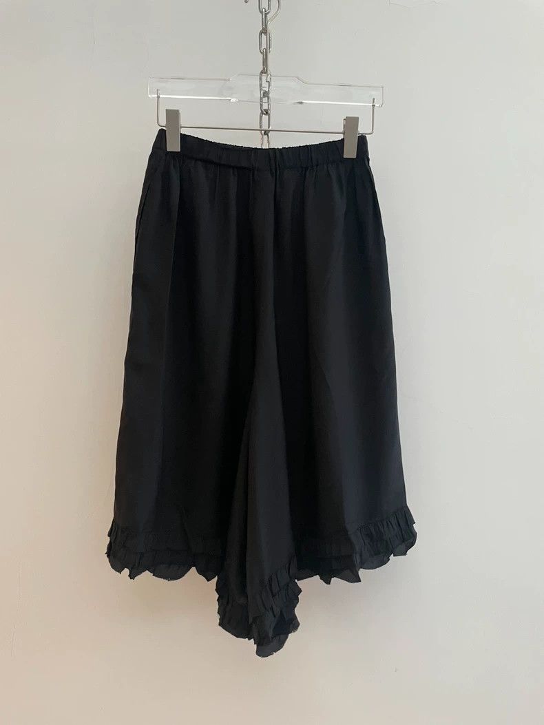 CDG Comcom Black Ruffled Wide-Leg Pants - dmc