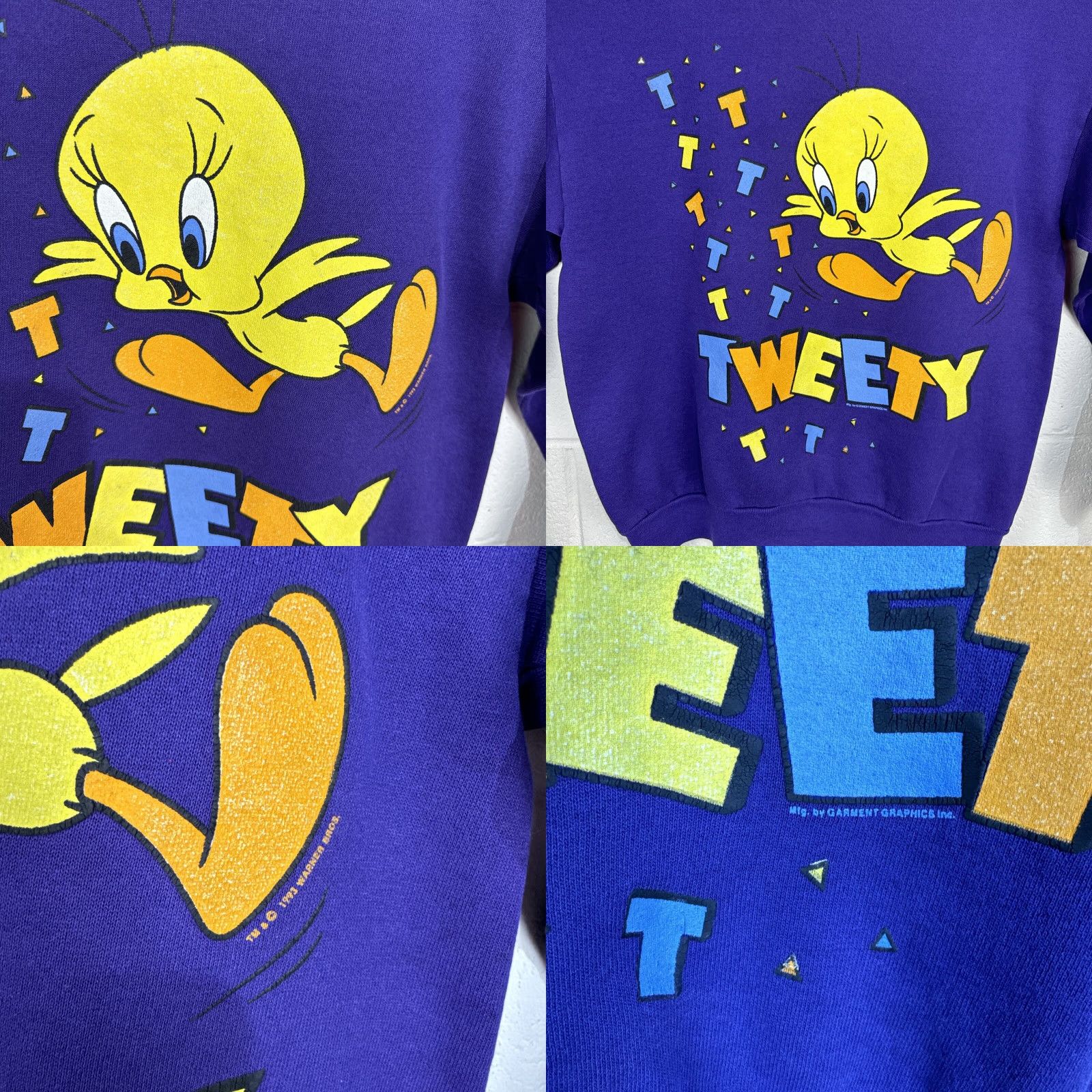 Vintage VINTAGE Garment Graphics Tweety Bird Crewneck Sweatshirt Large Purple Sweatshirt Unisex Adults Graphic Print Pullover Crew Neck Shirt Size US L / EU 52-54 / 3 - 8 Thumbnail