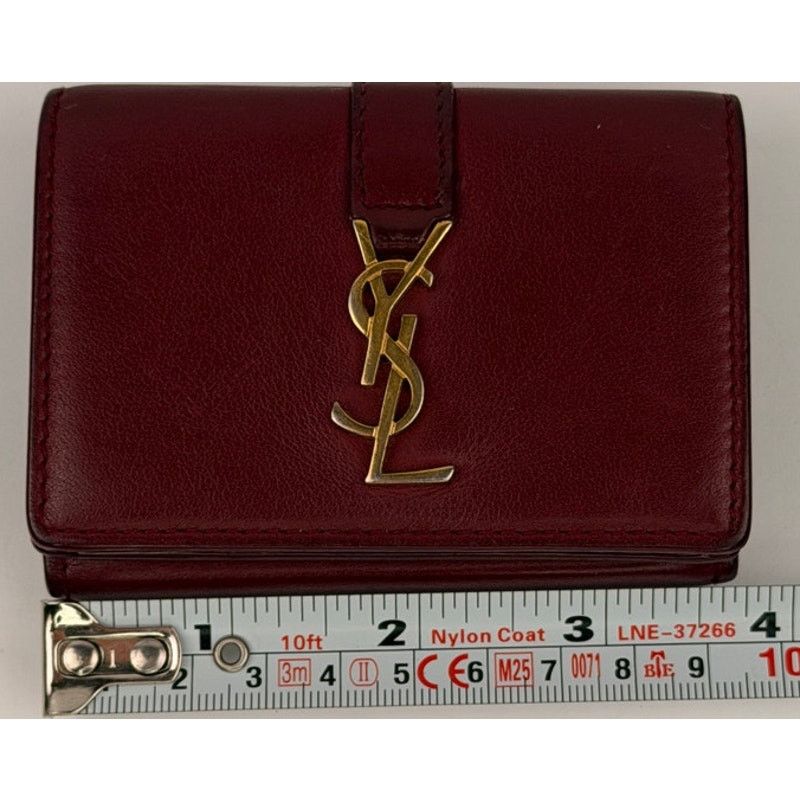 Yves Saint Laurent Saint Laurent Fold Pursee Tiny Compact Wallet YSL Bordeaux Size ONE SIZE - 9 Thumbnail