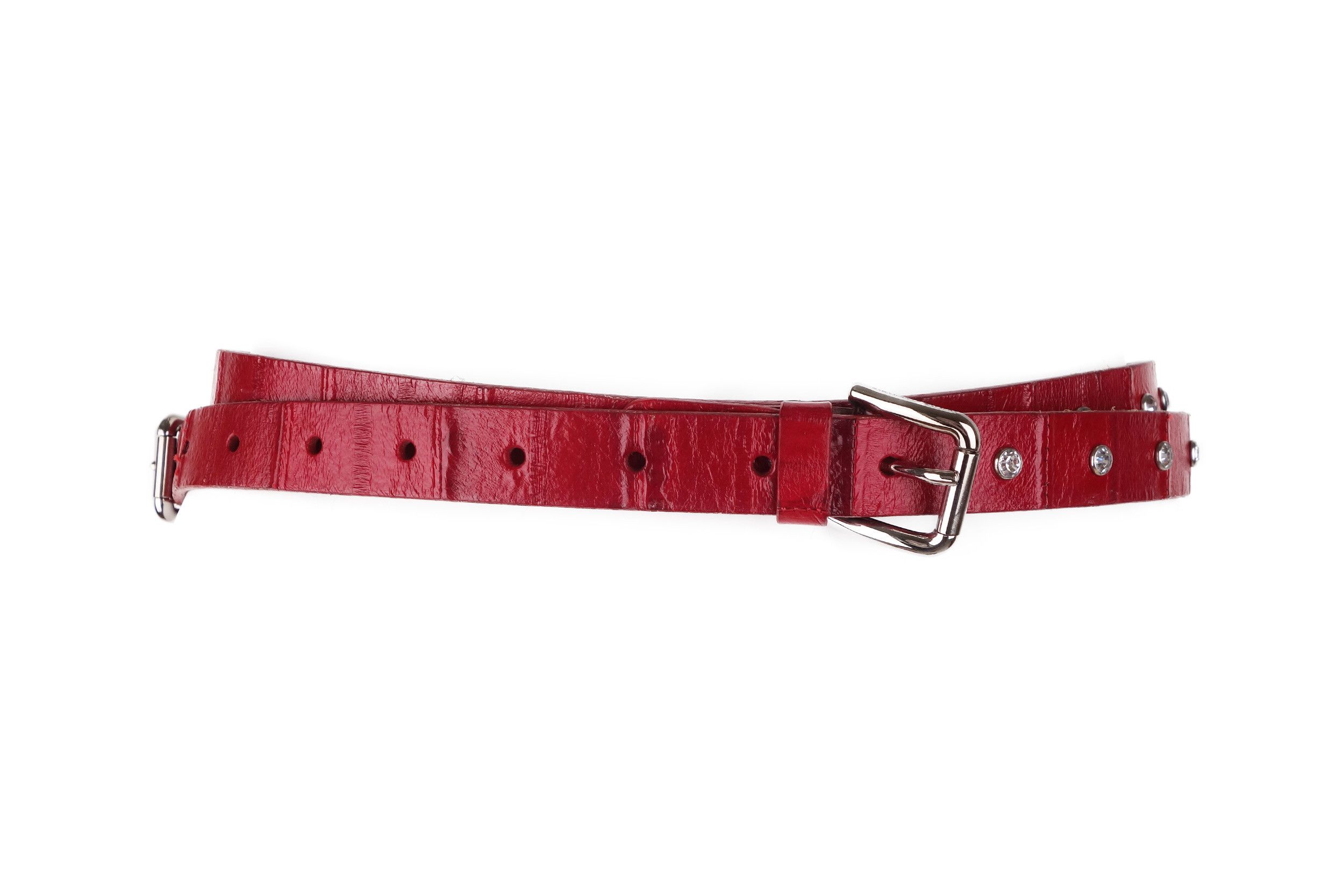 Dolce & Gabbana Dolce Gabbana Red Leather Belt Studded Rhinestone Crystal 36 Size ONE SIZE - 7 Thumbnail