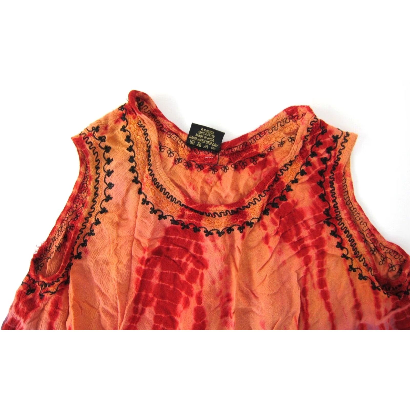 Vintage VINTAGE Sacred Threads Rayon Orange Purple Tie Dye Hippie Tank Sun Dress M-L Size M / US 6-8 / IT 42-44 - 4 Thumbnail