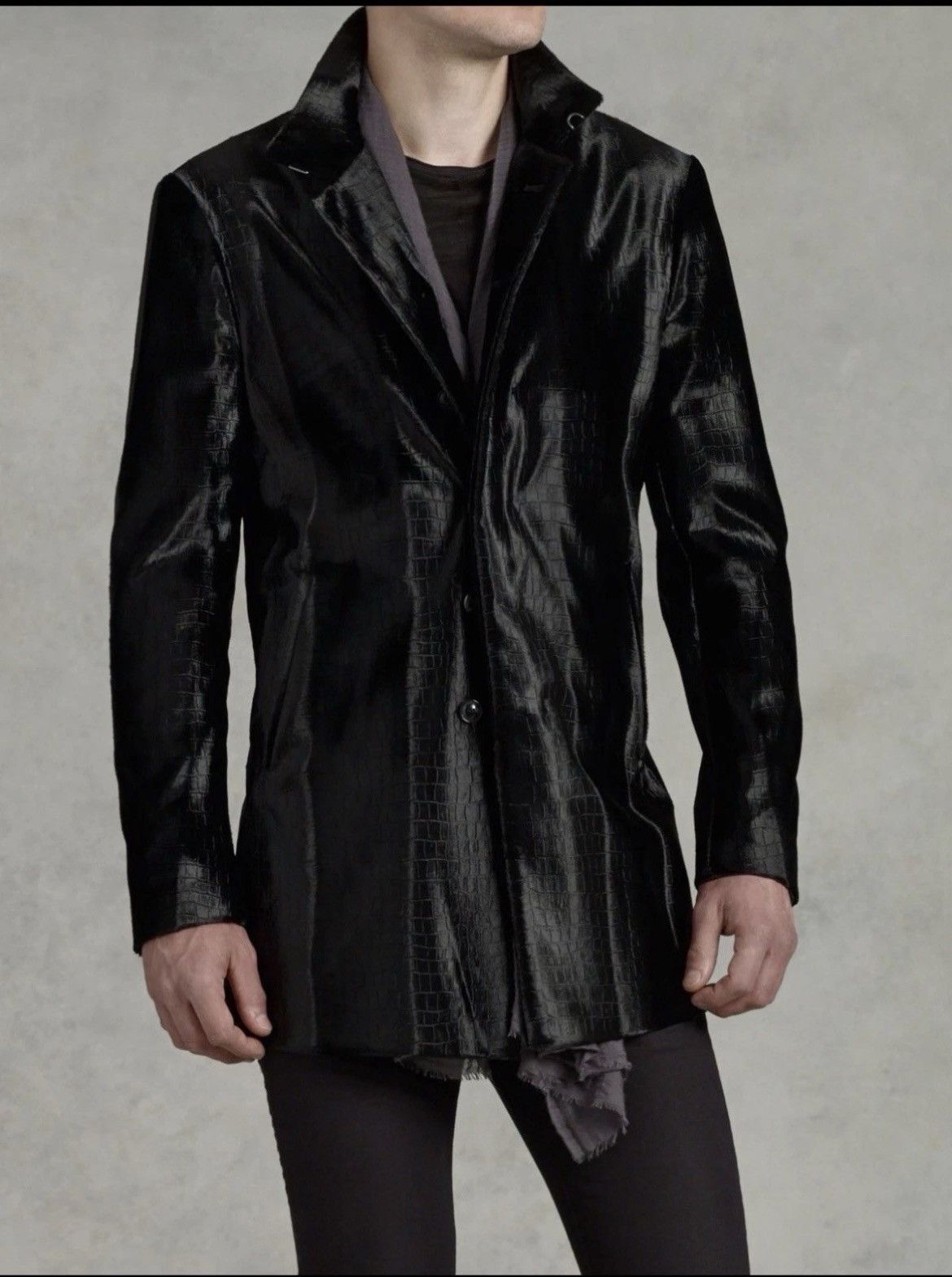 John Varvatos Croc Embossed Coat Jacket EU 54 USA 44 Size US L / EU 52-54 / 3 - 1 Thumbnail