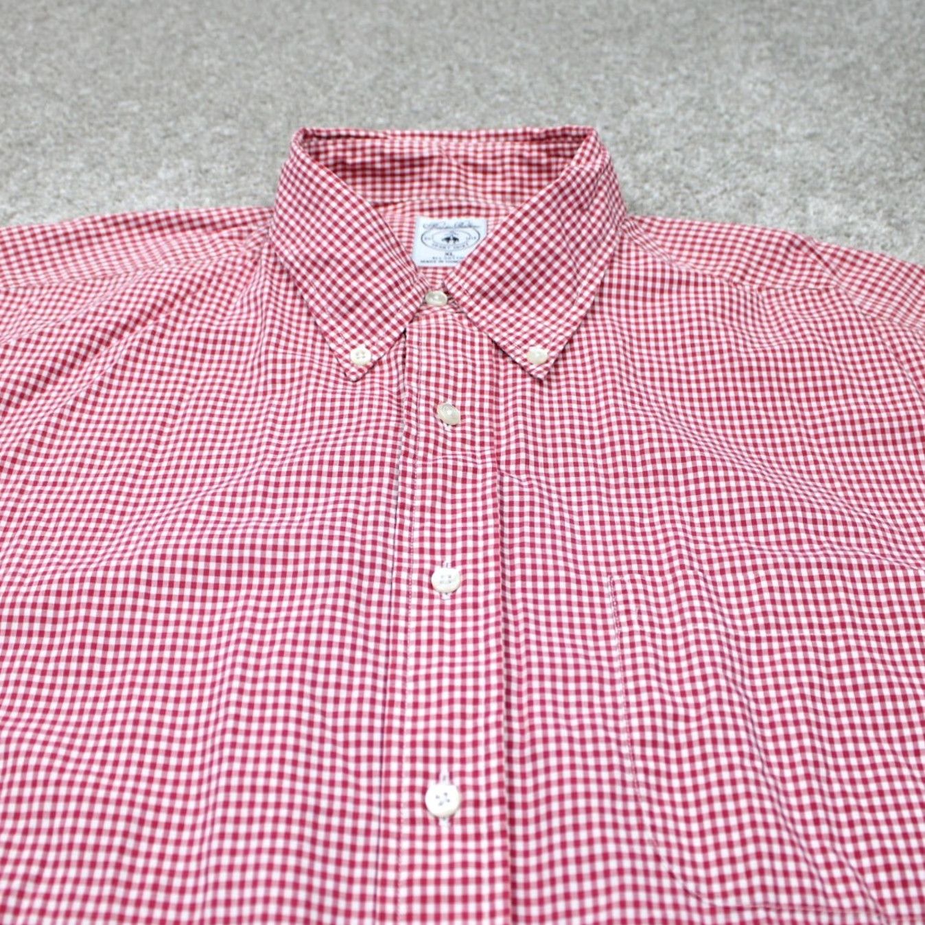 Brooks Brothers Brooks Brothers Sport Shirt Mens XL Red/White Checkered Cotton L/S Button-Down Size US XL / EU 56 / 4 - 5 Thumbnail