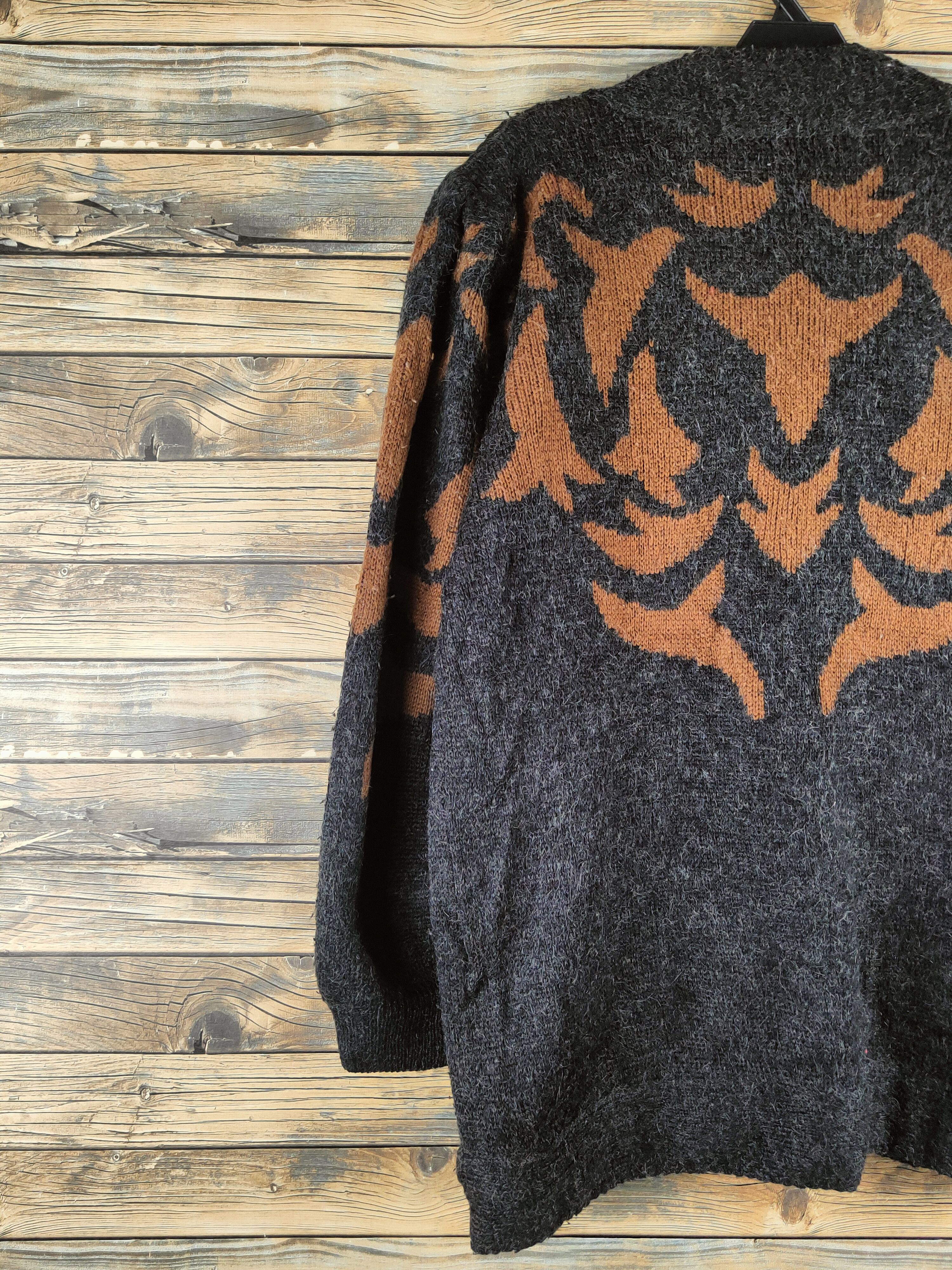 Japanese Brand DL Long Run Black Brown Knitwear Cardigans #46-426 Size L / US 10 / IT 46 - 8 Thumbnail