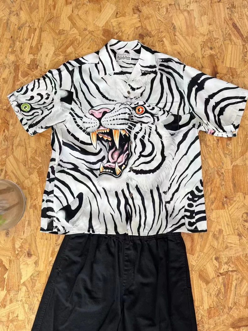 Wacko Maria WACKO MARIA 22SS TIM LEHI Hawaiian Shirt, white tiger shor Size US M / EU 48-50 / 2 - 1 Thumbnail
