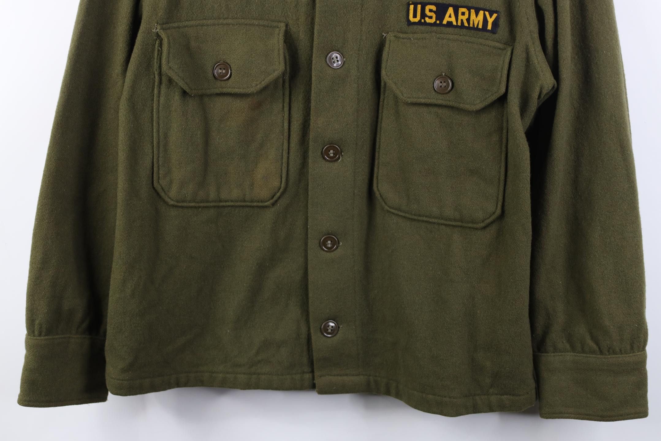 Vintage Vintage 50s Korean War US Army OG 108 Wool Shirt Jacket Size US M / EU 48-50 / 2 - 3 Thumbnail