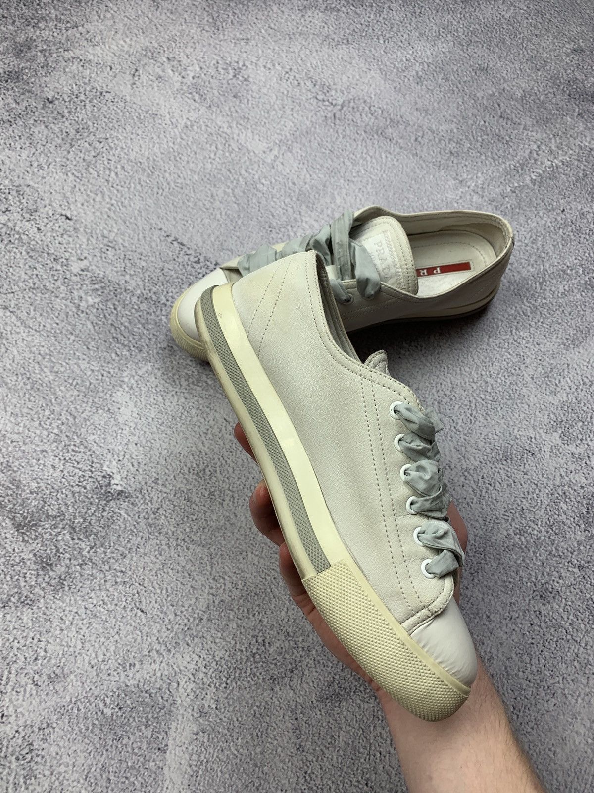 Prada Prada White Leather Sneakers Women Size 37 Size US 6.5 / IT 36.5 - 3 Thumbnail
