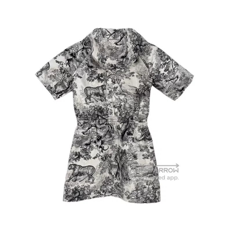 Dior Dior Dark blue and white zoo nylon short-sleeved hooded dr Size XS / US 0-2 / IT 36-38 - 2 Thumbnail