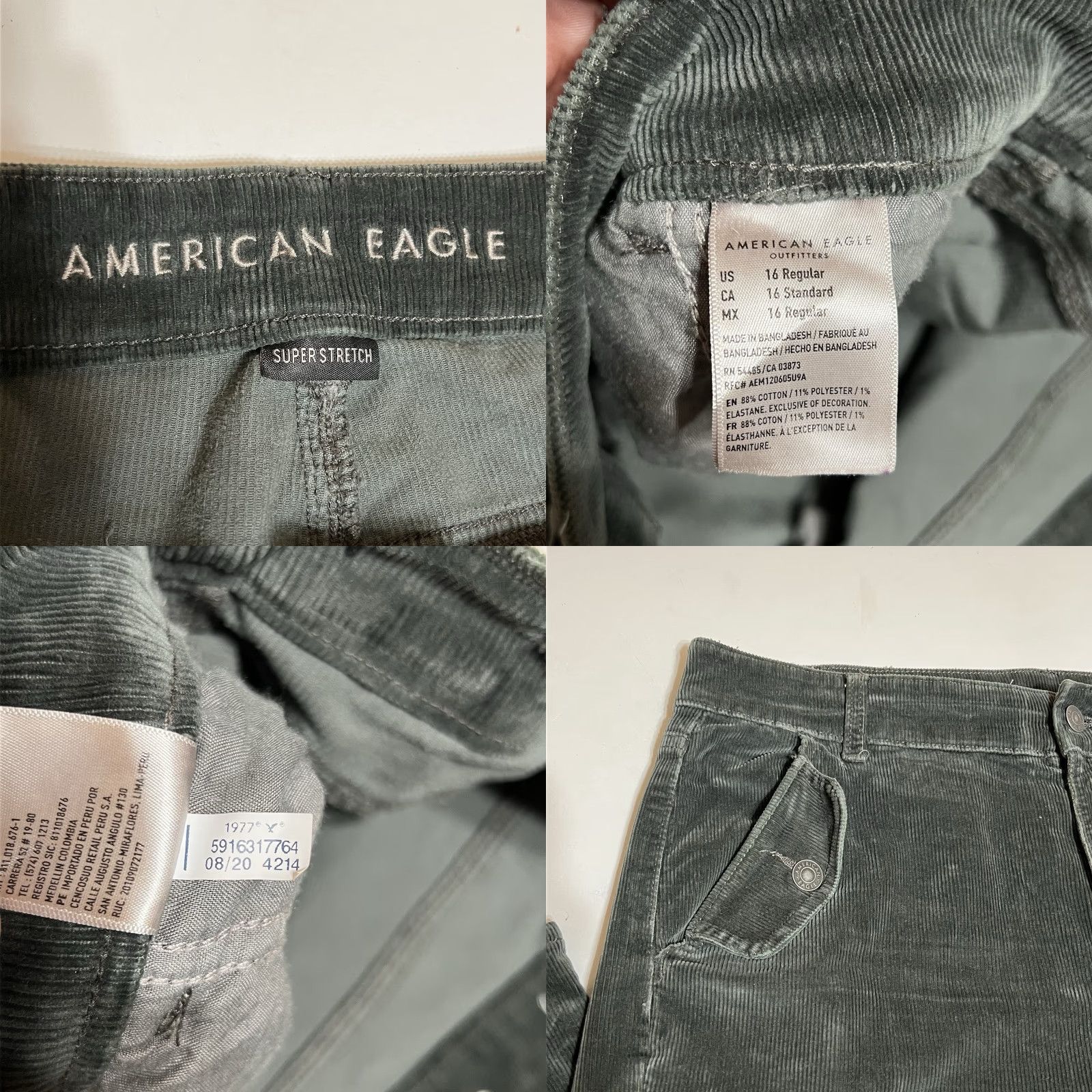 American Eagle Outfitters American Eagle Jeans Women’s 16 Reg (36x30) Green Corduroy Flare Hi-Rise Size 38" / US 16 / IT 52 - 8 Thumbnail