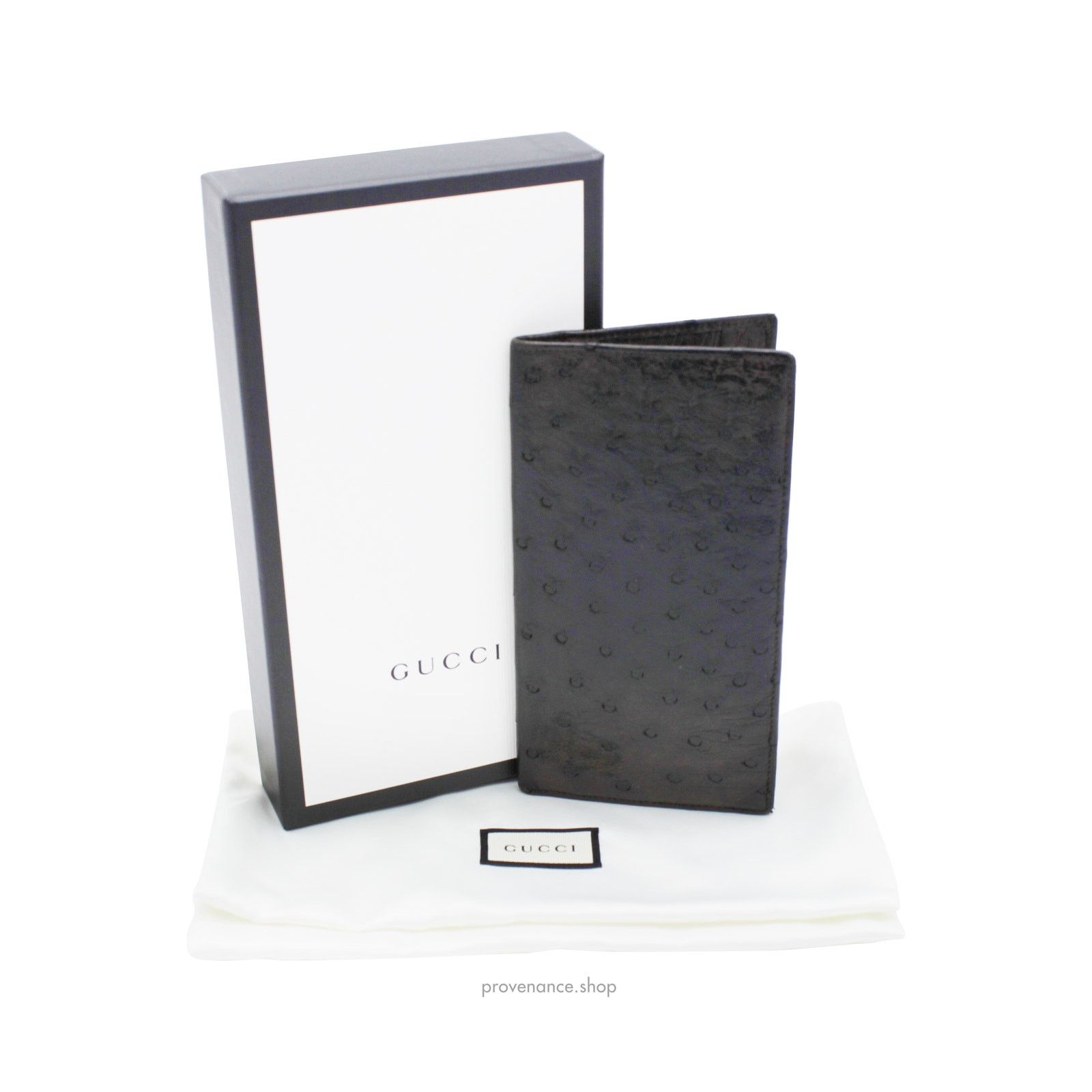 Gucci 🔴 Gucci Long Wallet - Olive Brown Ostrich Leather Size ONE SIZE - 1 Thumbnail