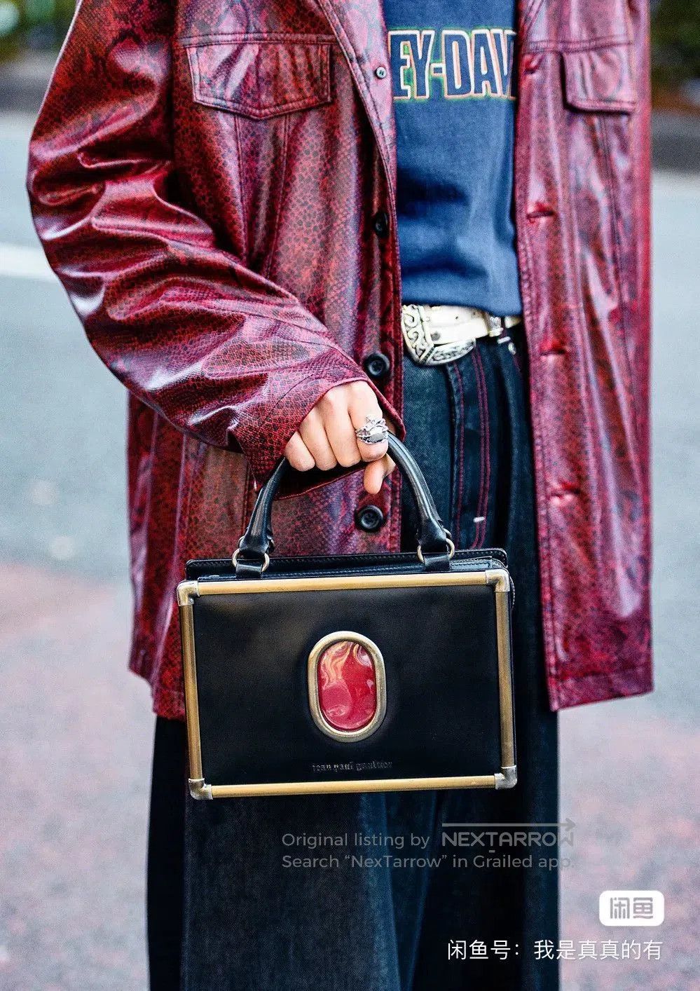 Jean Paul Gaultier Jean Paul Gaultier Red Velvet Gemstone Small Bag. Size ONE SIZE - 9 Thumbnail