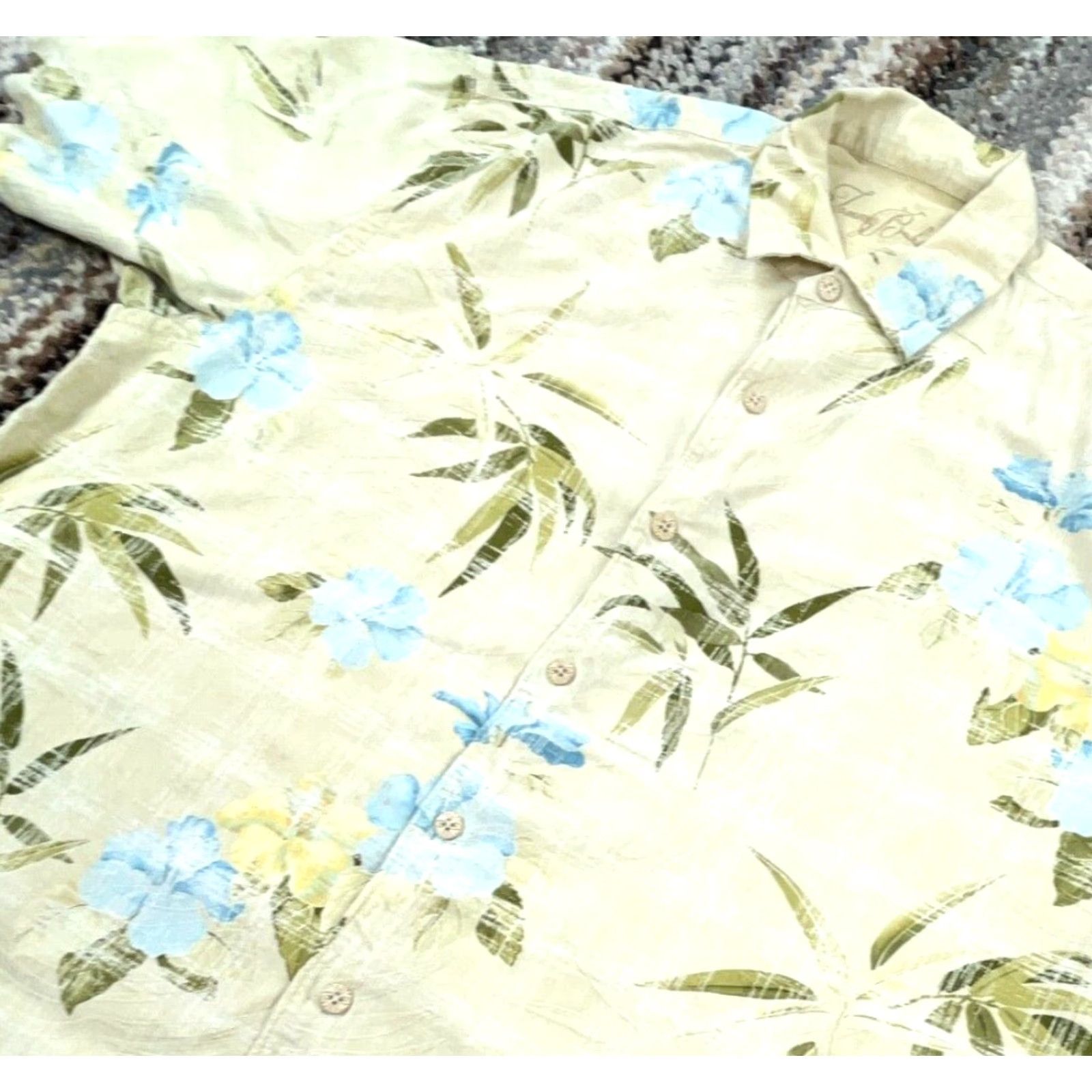 Tommy Bahama Tommy Bahama Shirt Men XL Yellow Button Up Silk Floral Print Hawaiian Tiki Camp Mens Size US XL / EU 56 / 4 - 4 Thumbnail