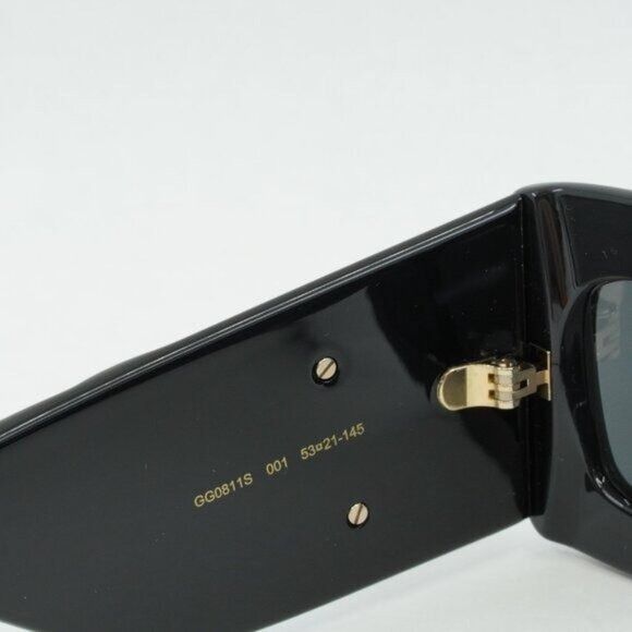 Gucci Gucci GG0811S 001 Sunglasses Black Rectangle Frame, Grey Size ONE SIZE - 9 Thumbnail