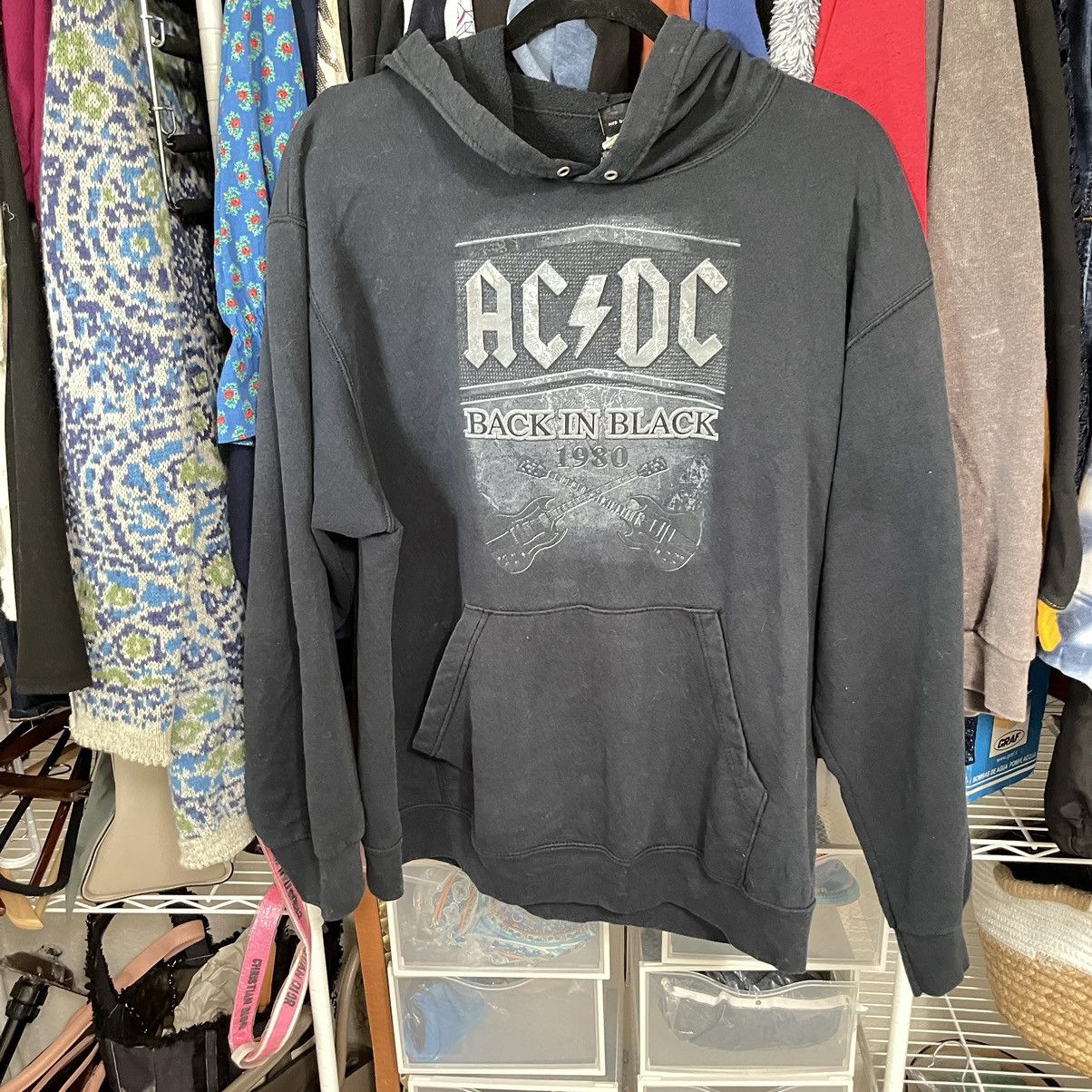 AC/DC × Band Tees × Vintage 2007 Retro AC DC 1980 Back in BLACK HOODIE Size US L / EU 52-54 / 3 - 6 Thumbnail