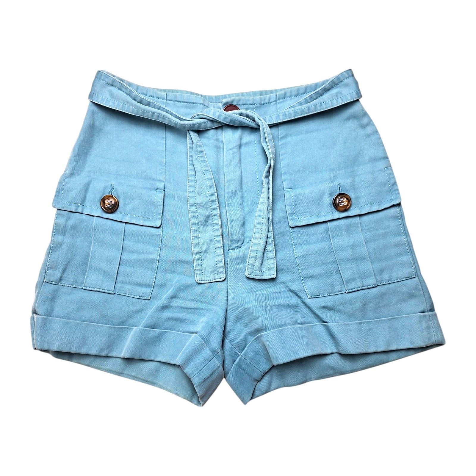 Dsquared2 Dsquared2 High-Waist Safari Cargo Shorts | Dusty Blue Size 27" / US 4 / IT 40 - 1 Thumbnail