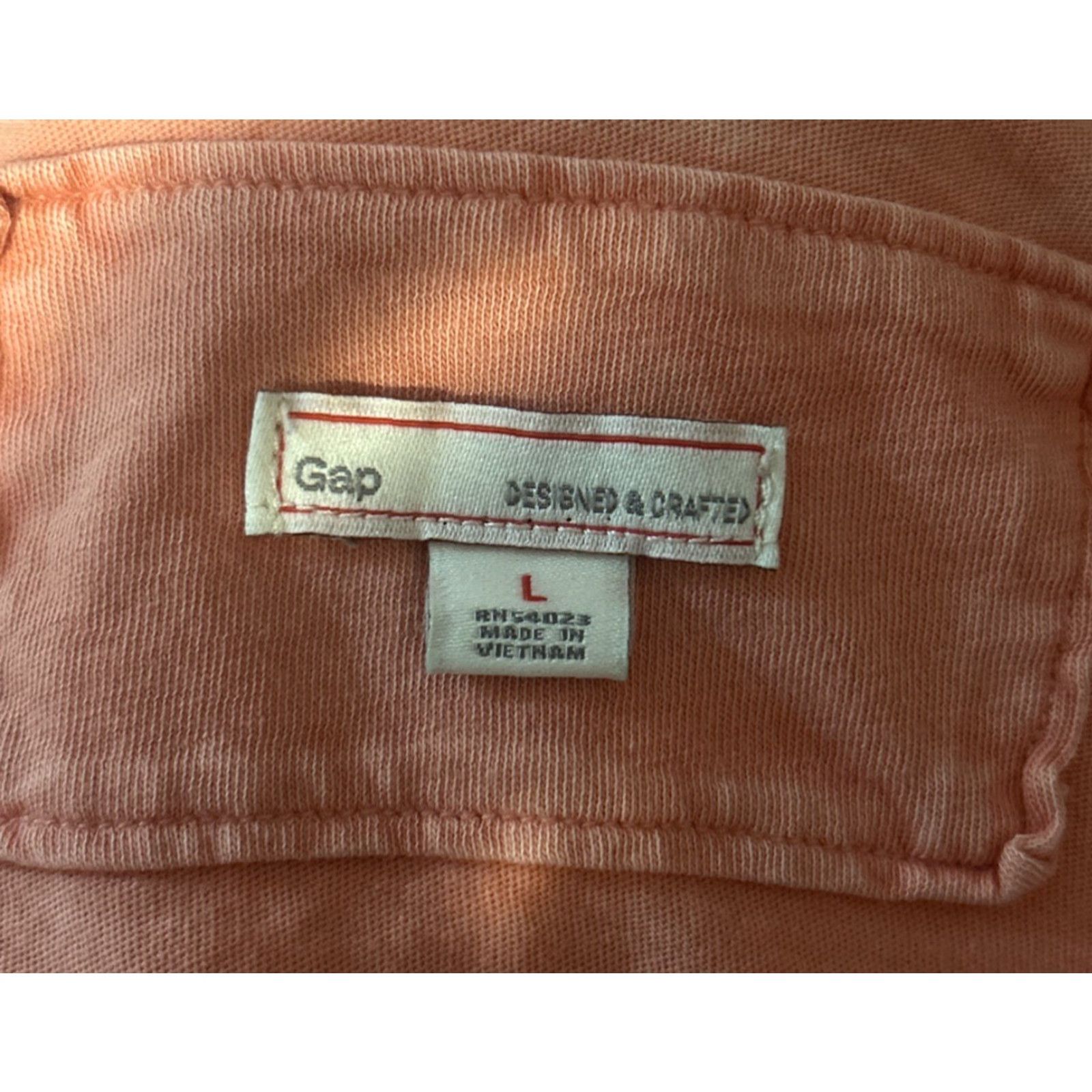 Gap Gap T-Shirt V-Neck Pocket Orange 1018 Large Unisex Adults Regular Cotton 100% Pima Lightweight Classic Marbled Wash Mens/Womens Size US L / EU 52-54 / 3 - 3 Thumbnail