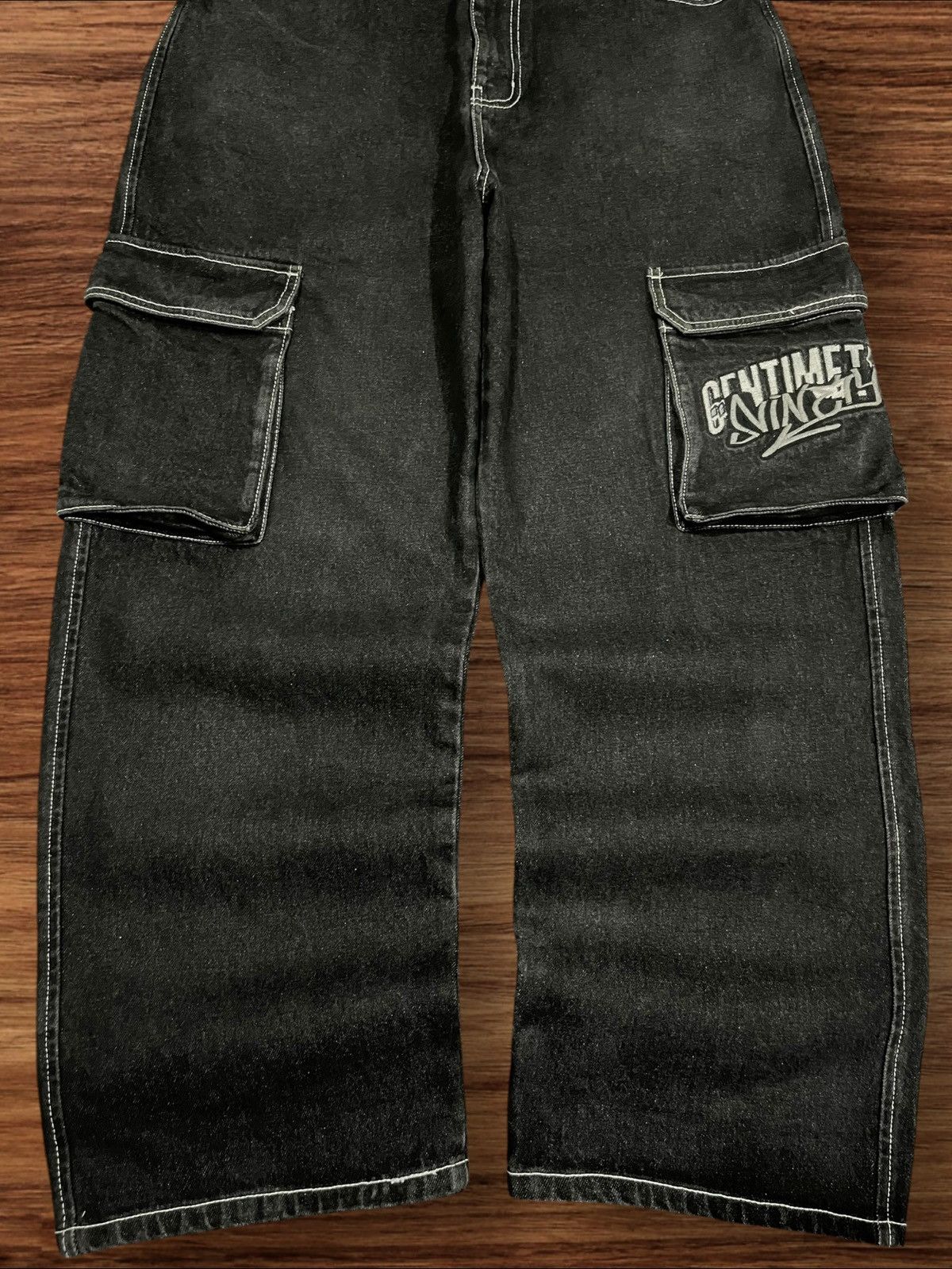 Hypebeast ⚡️High Waist⚡️Y2K Hip Hop Style Embroidered Slogan Baggy Jeans Size US 32 / EU 48 - 12 Thumbnail