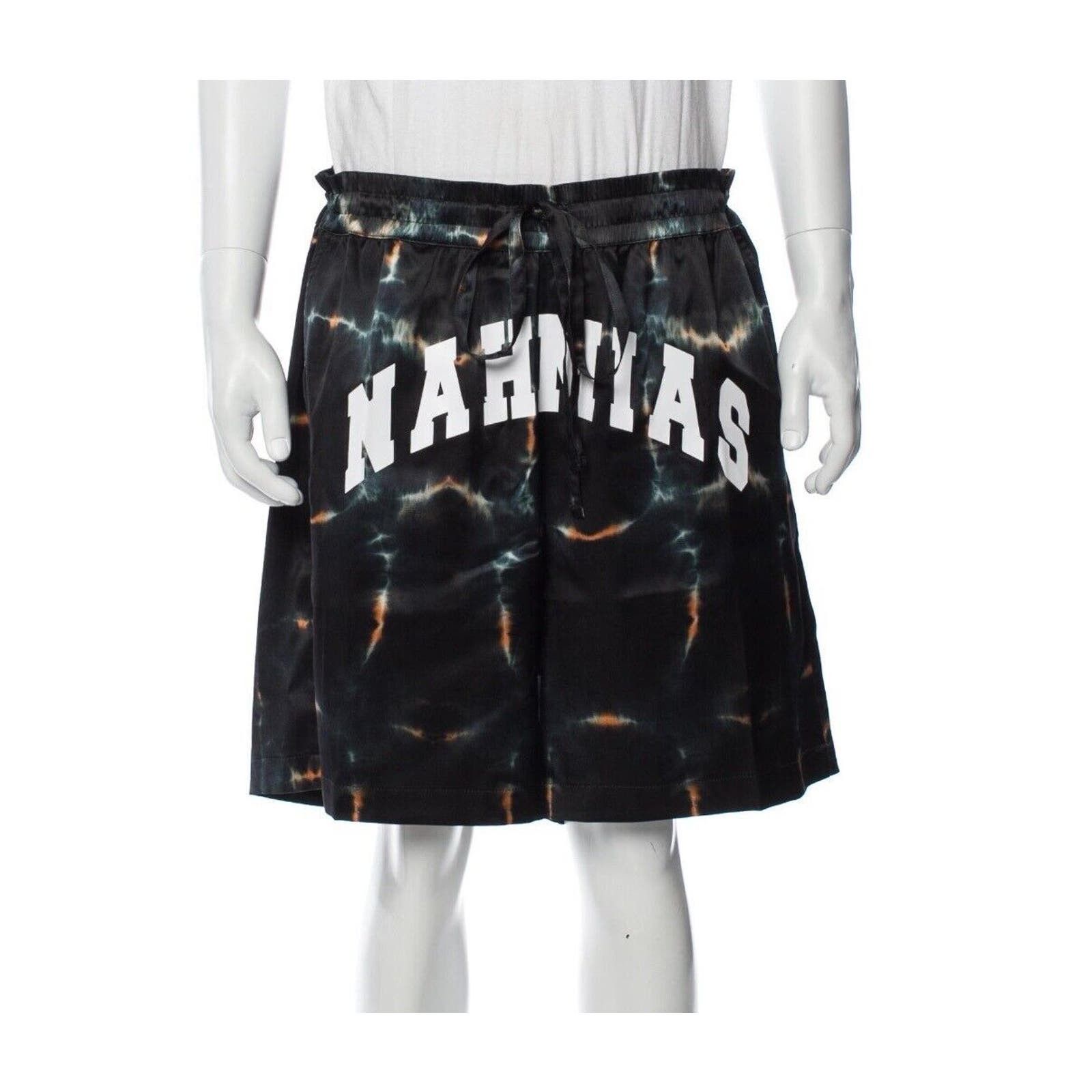 image of Nahmias Spellout Basketball Shorts Silk Tie Dye Size XL in Black, Men's