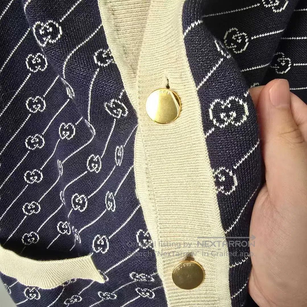Gucci Guicci Cardigan jacket, silk-cotton blend, all-over print, Size US M / EU 48-50 / 2 - 5 Thumbnail