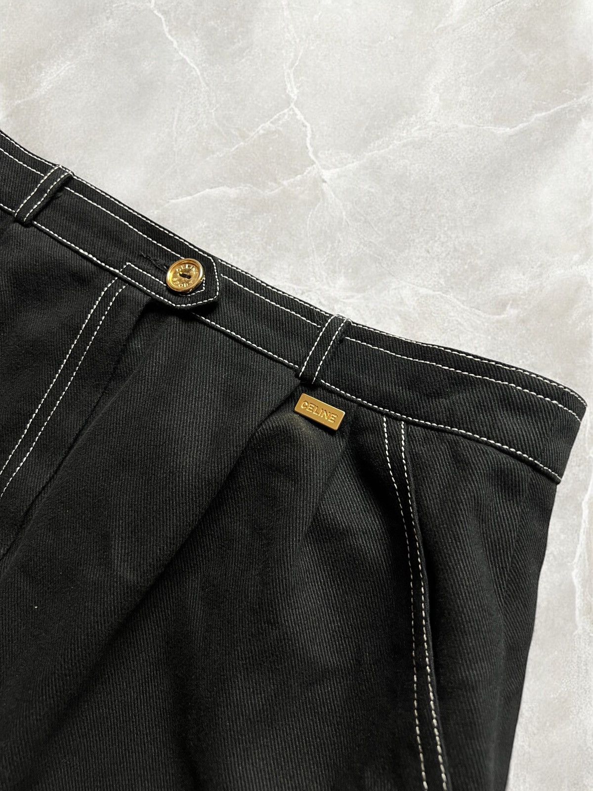 Celine × Vintage CELINE FRANCE VINTAGE 90s DENIM SKIRT JEANS GOLDEN LOGO y2k Size 28" / US 6 / IT 42 - 2 Thumbnail