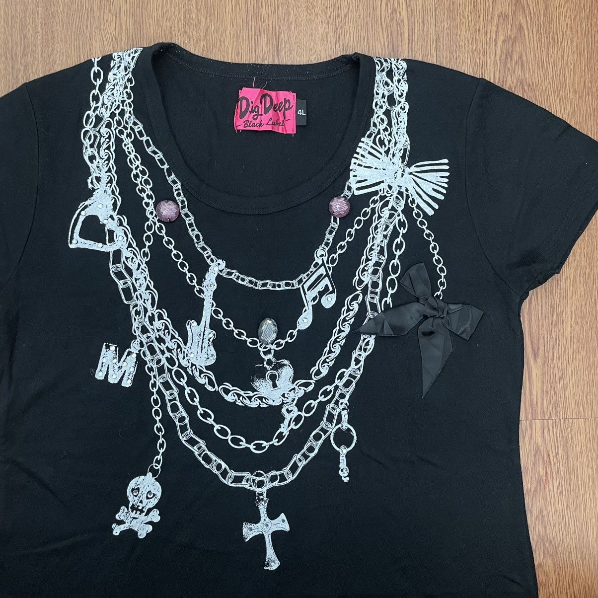 If Six Was Nine × Japanese Brand × Le Grande Bleu (L.G.B.) Black Necklace Gothic Punk Grunge Styled Tee Size M / US 6-8 / IT 42-44 - 2 Thumbnail