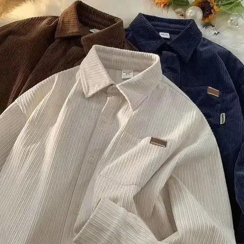 Designer Corduroy Long Sleeve Polo Shirts for Men Size US M / EU 48-50 / 2 - 5 Thumbnail