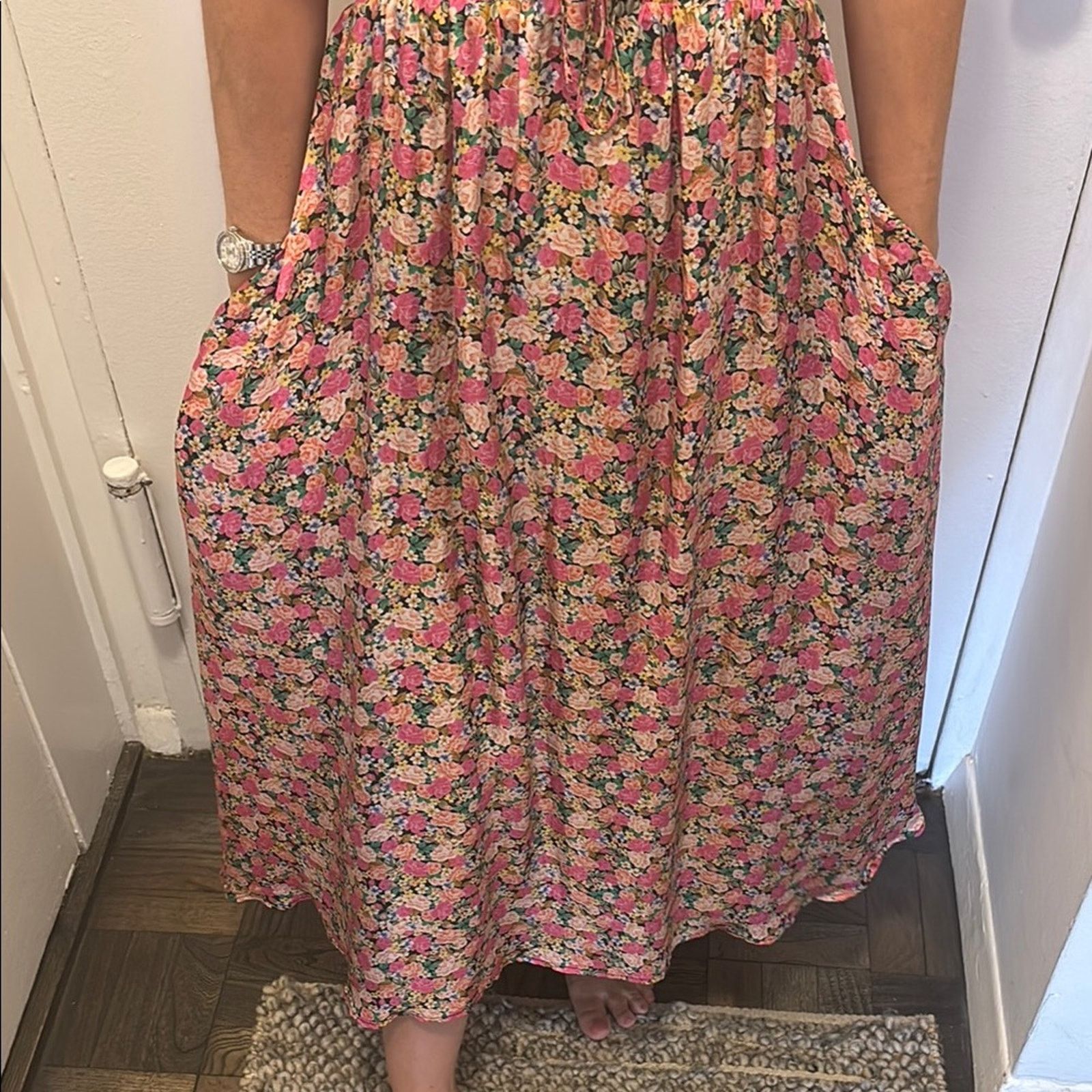 Other For Love And Lemons Pink Floral Midi Dress Size L Size L / US 10 / IT 46 - 10 Thumbnail