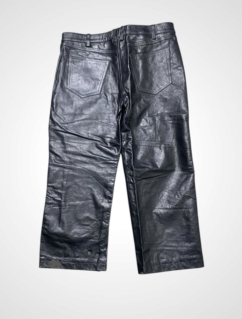Genuine Leather Rare Vintage Horn Work Japanese Brand Leather Pant Size US 37 - 2 Thumbnail