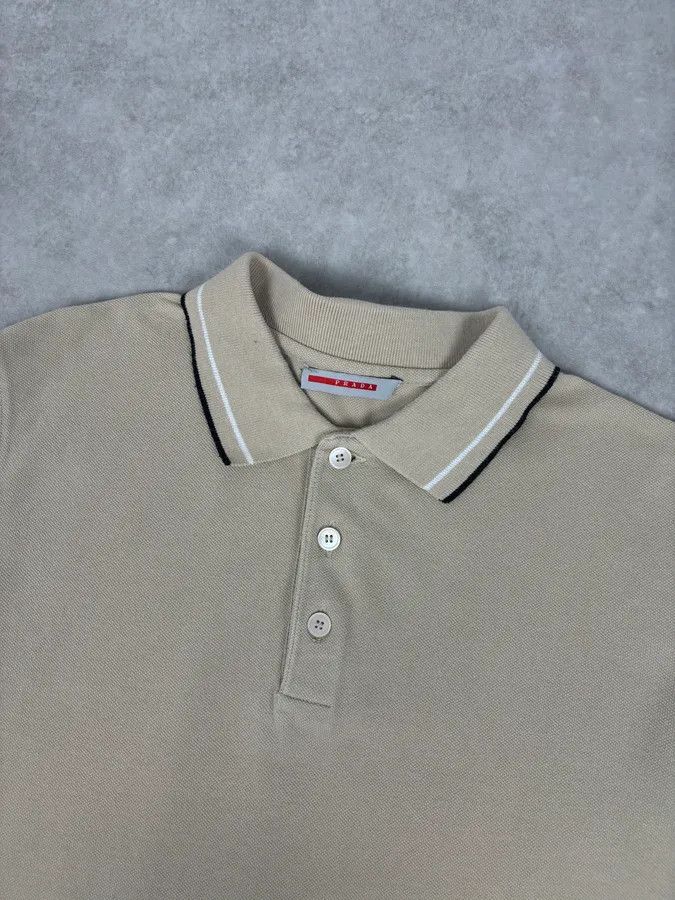 Prada 2000s Prada Beige Linea Rossa Contrast Trim Polo Size US S / EU 44-46 / 1 - 4 Thumbnail