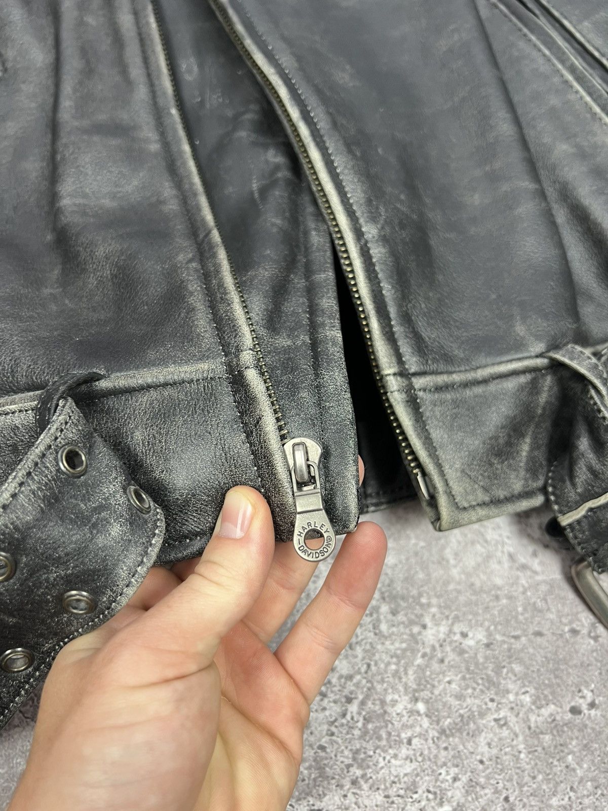 Harley Davidson CRAZY Vintage Harley Davidson Leather Motorcycle Jacket Size US L / EU 52-54 / 3 - 22 Thumbnail
